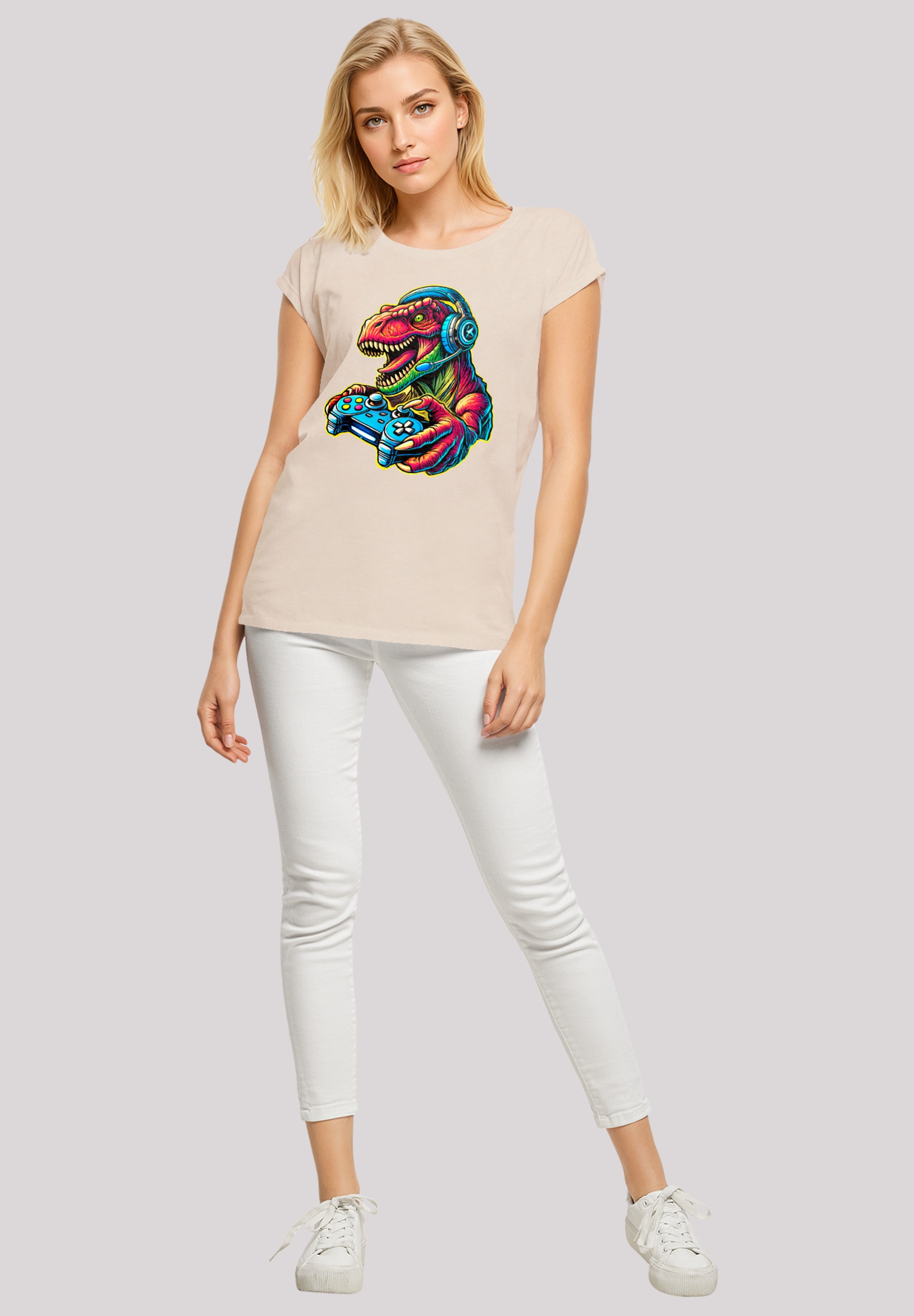 F4NT4STIC T-Shirt »Dinosaurier Gamer«, Premium Qualität