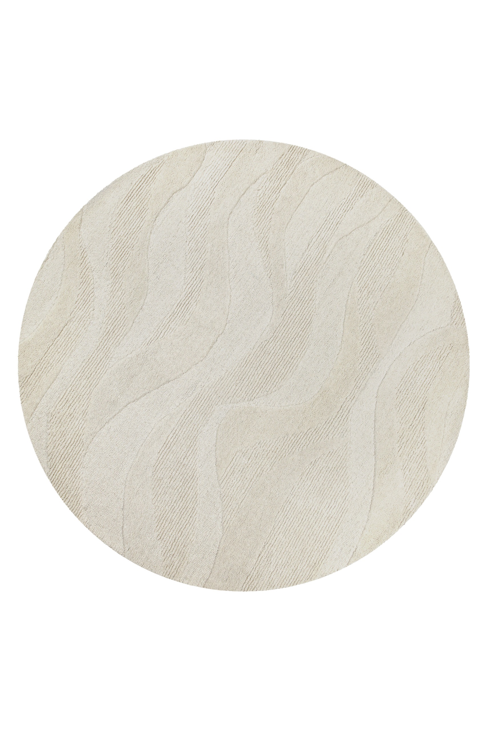 Wecon home Wollteppich »Hamptons THIRTYFOUR«, rund, 15 mm Höhe, Schurwolle, Kurzflor, Wohnzimmer, Schlafzimmer, elegant, Wellen-Muster