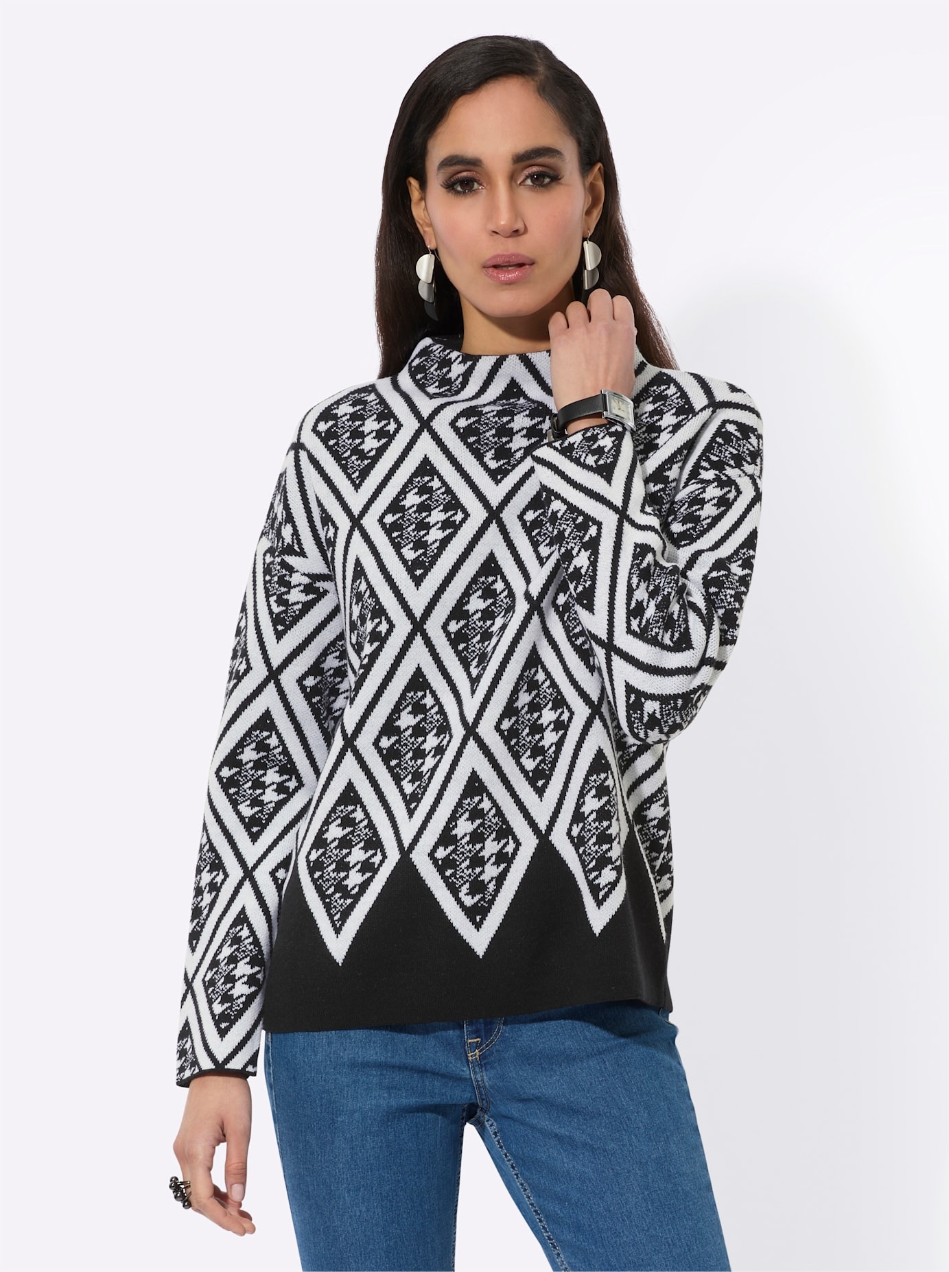 creation L Stehkragenpullover »Jacquard-Pullover«