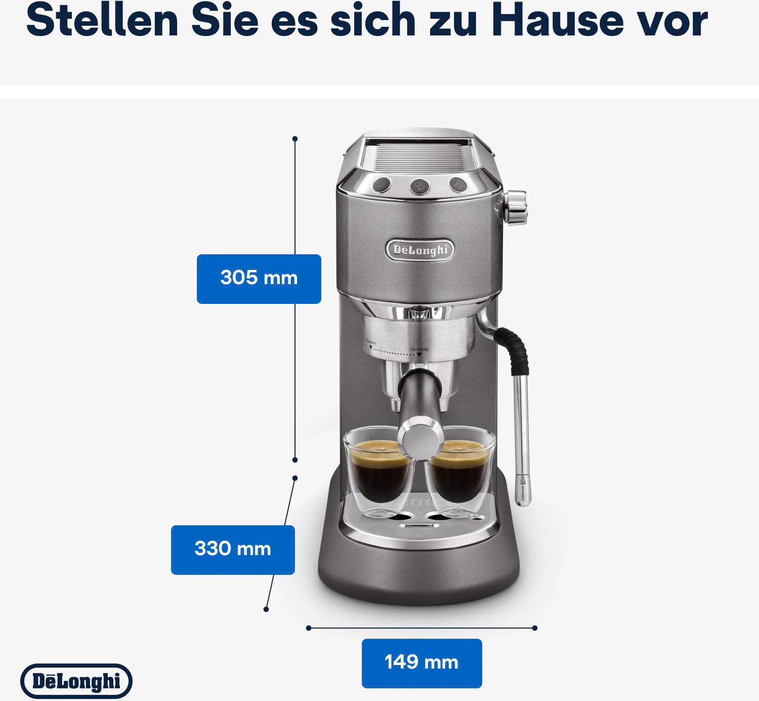 De'Longhi Espressomaschine »Dedica Arte EC885.GY«, Siebträger