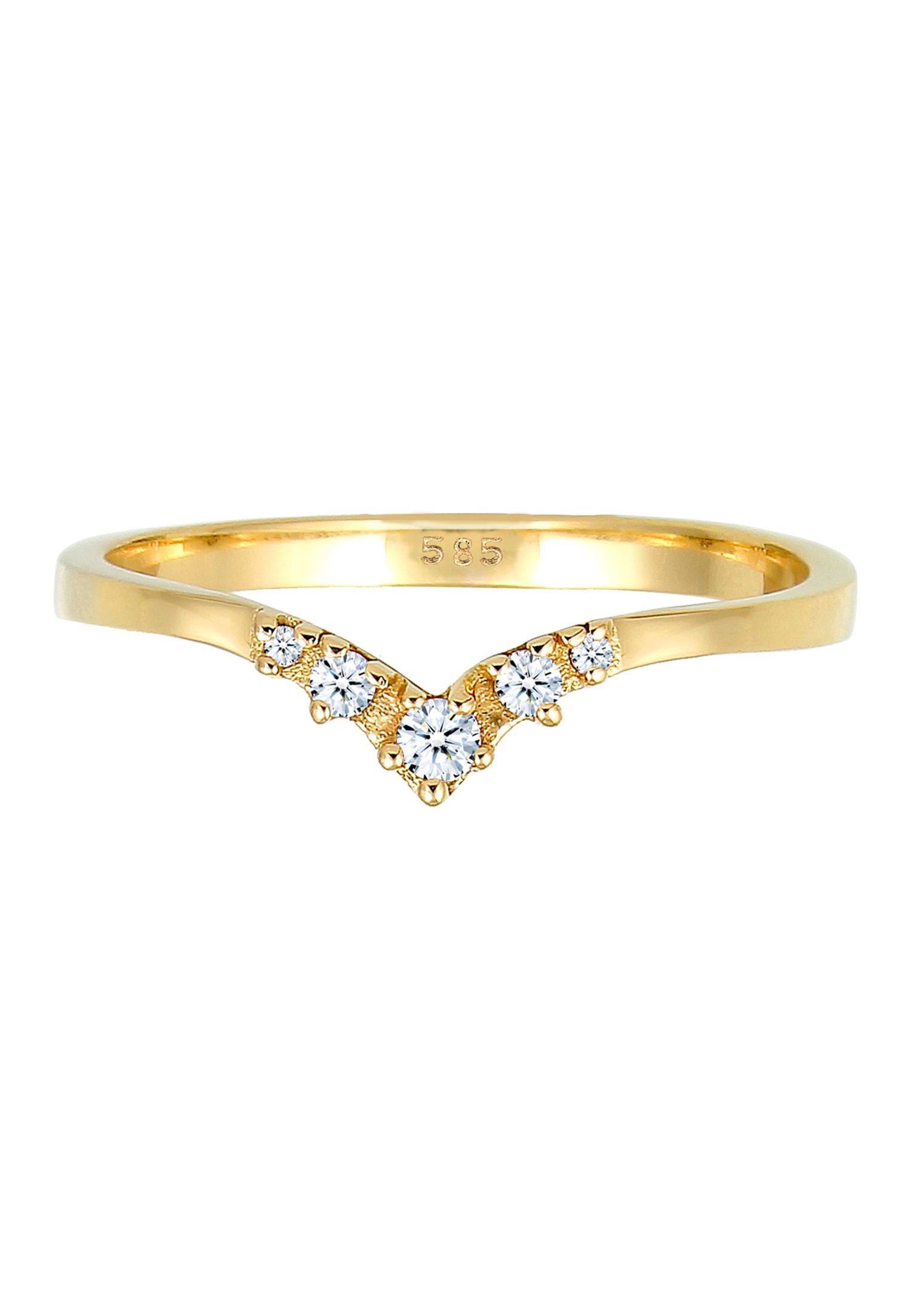 Elli DIAMONDS Verlobungsring »Verlobungsring V-Form Diamant 0.07 ct 585 Gelbgold«