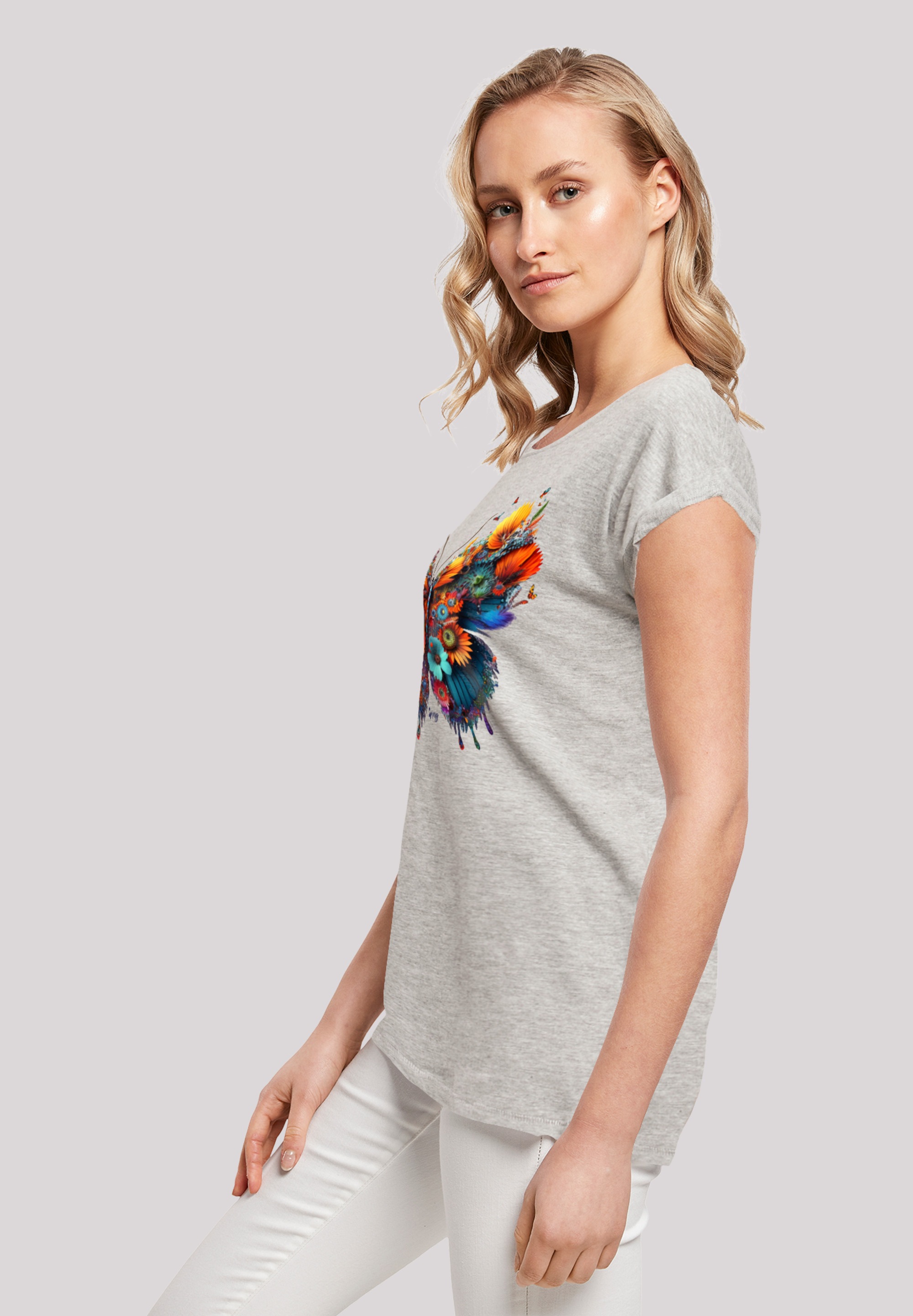 F4NT4STIC T-Shirt »Schmetterling Blumen«, Print