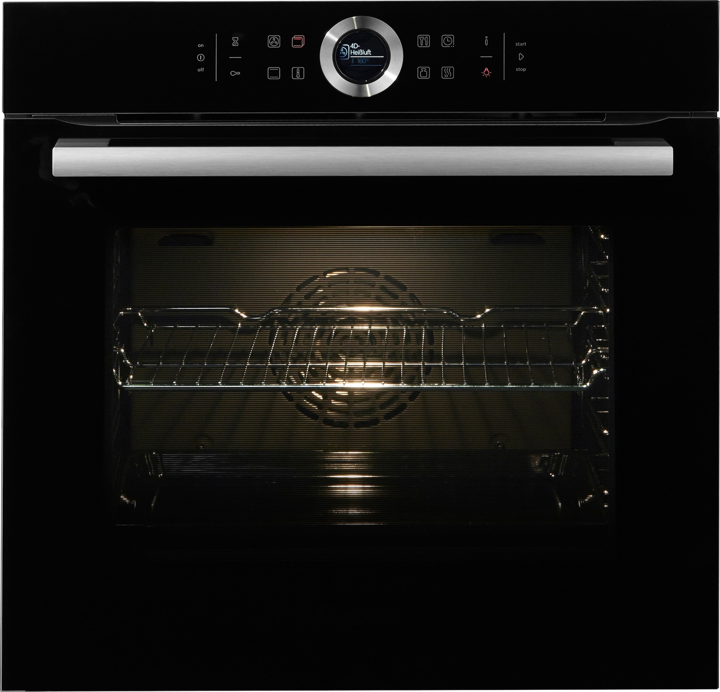 BOSCH Einbaubackofen »HBG635B«, Serie 8, mit Teleskopauszug nachrüstbar, ecoClean Direct, 4D-Heißluft-Eco-Ober-/Unterhitze Eco-Umluft-Infra-Grill-Großflächen-/Kleinflächengrill-Pizzastufe-Sanftgaren-Vorwärmen-Warmhalten-Auftaustufe, mit Pizzastufe