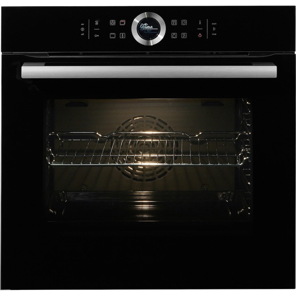 BOSCH Einbaubackofen »HBG635B«, Serie 8, mit Teleskopauszug nachrüstbar, ecoClean Direct, 4D-Heißluft-Eco-Ober-/Unterhitze Eco-Umluft-Infra-Grill-Großflächen-/Kleinflächengrill-Pizzastufe-Sanftgaren-Vorwärmen-Warmhalten-Auftaustufe, mit Pizzastufe