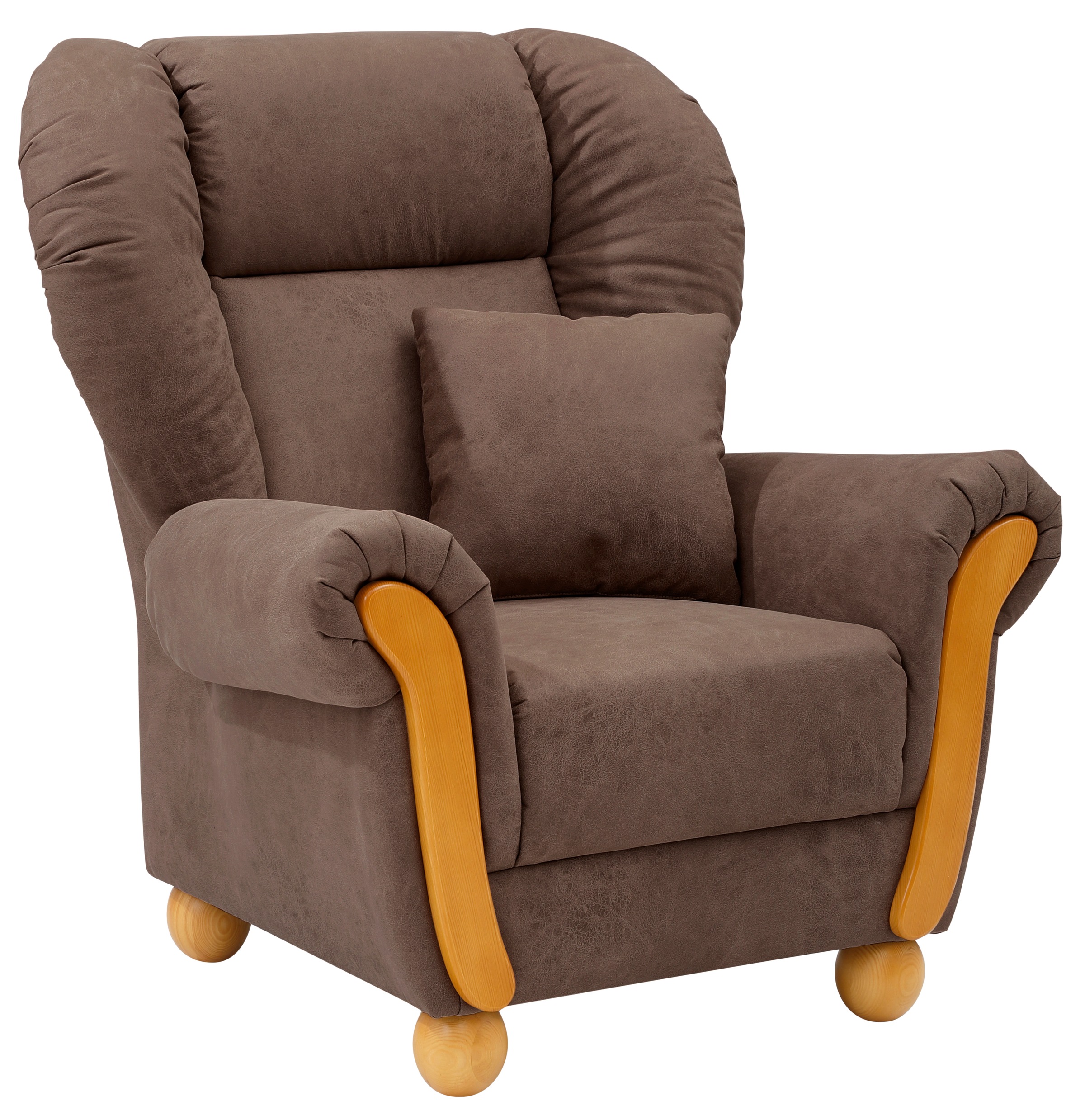 Home affaire Loungesessel »Milano Vintage, Hochlehnsessel, Ohrensessel«, hoher Sitzkomfort mit hoher Rückenlehne, incl. Zierkissen