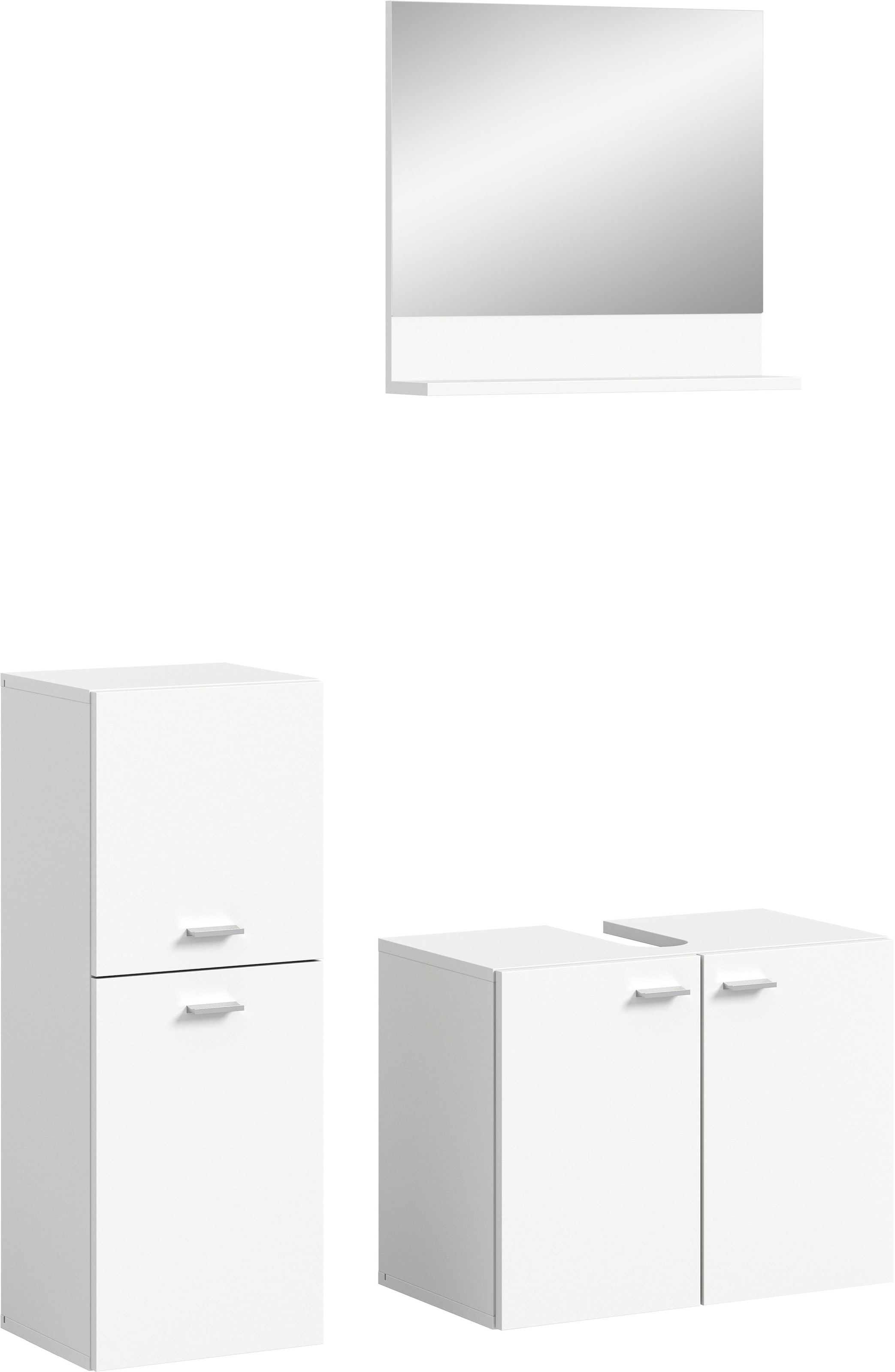 welltime Badmöbel-Set »Tampa, Breite 102cm, 3-teilig«, (3 St.), Waschbeckenunterschrank, Spiegel, Midischrank