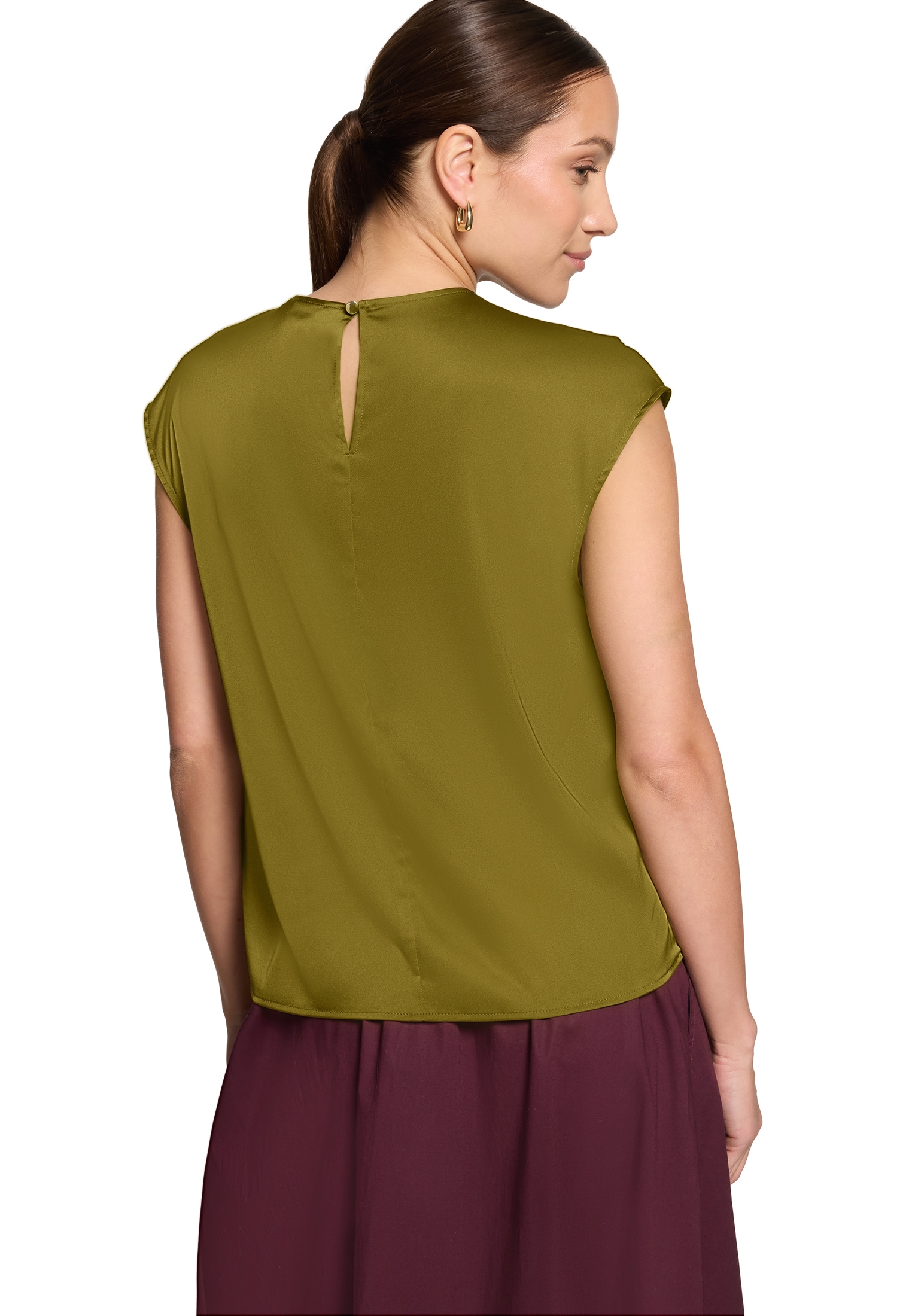 Zero Satinbluse »Damen mit Rundhalsausschnitt«