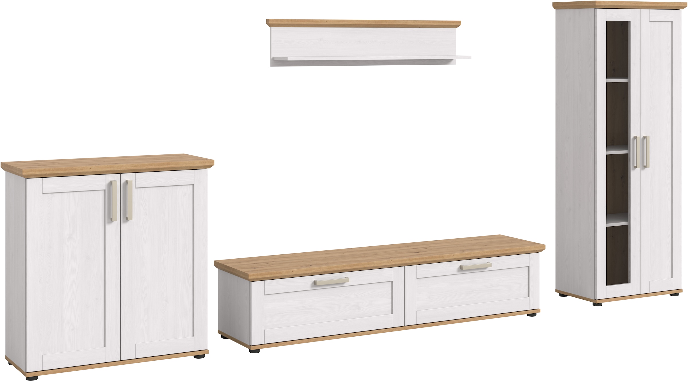 Home affaire Wohnwand "Cosenza", (Set, 4 St.), Cosenza, Breite: 336 cm, Vit günstig online kaufen