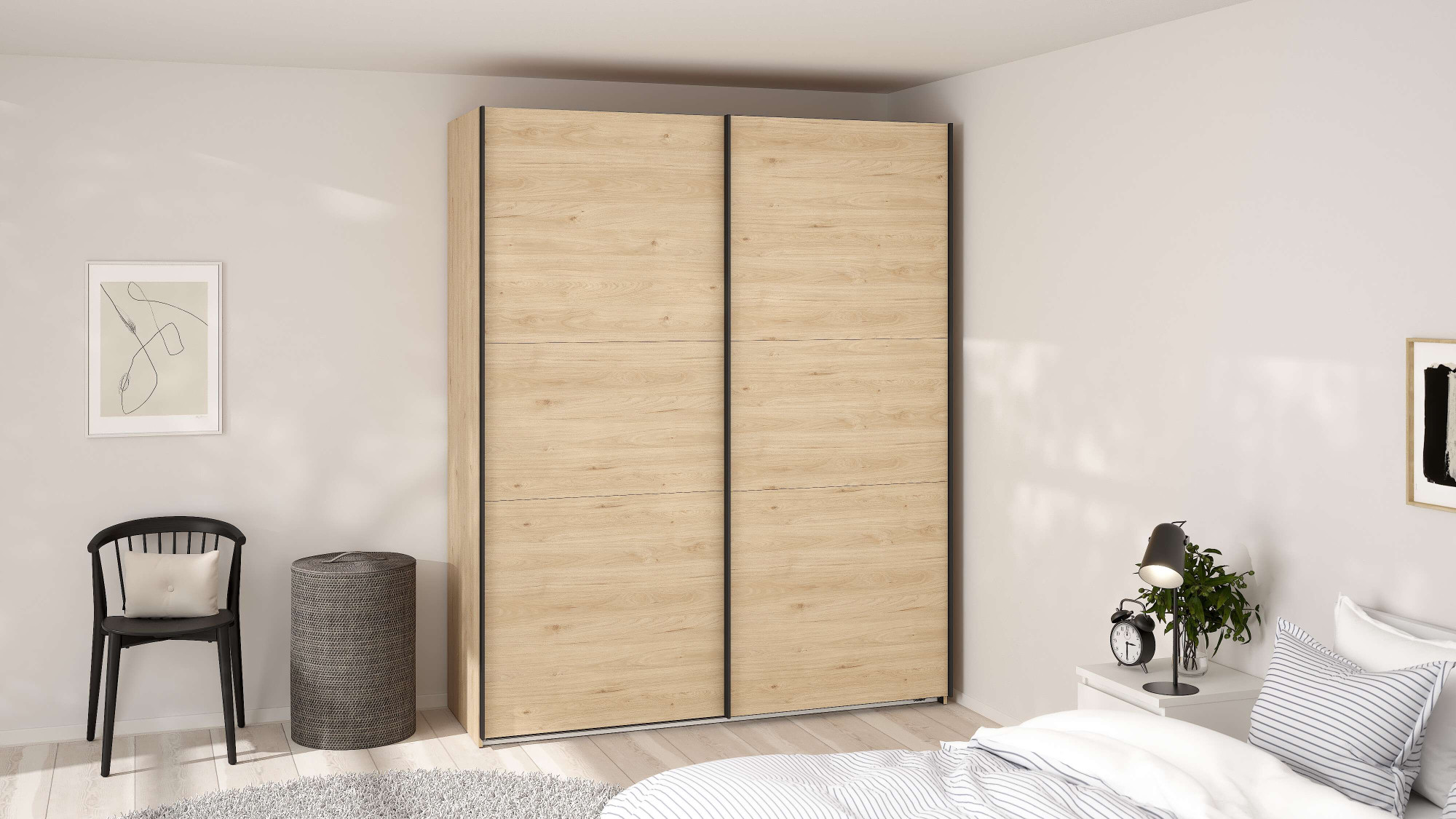 Home affaire Schwebetürenschrank "COMO mit 2 Schwebetüren, moderner und eleganter Kleiderschrank" Viel Stauraum, mit Safe-Slide-Funktion, Made in Denmark