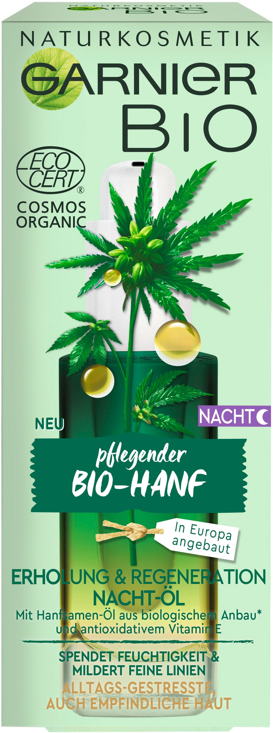 GARNIER Gesichtsöl »Bio-Hanf Erholung & Regeneration Nacht-Öl«, mit hoher Wirksamkeit