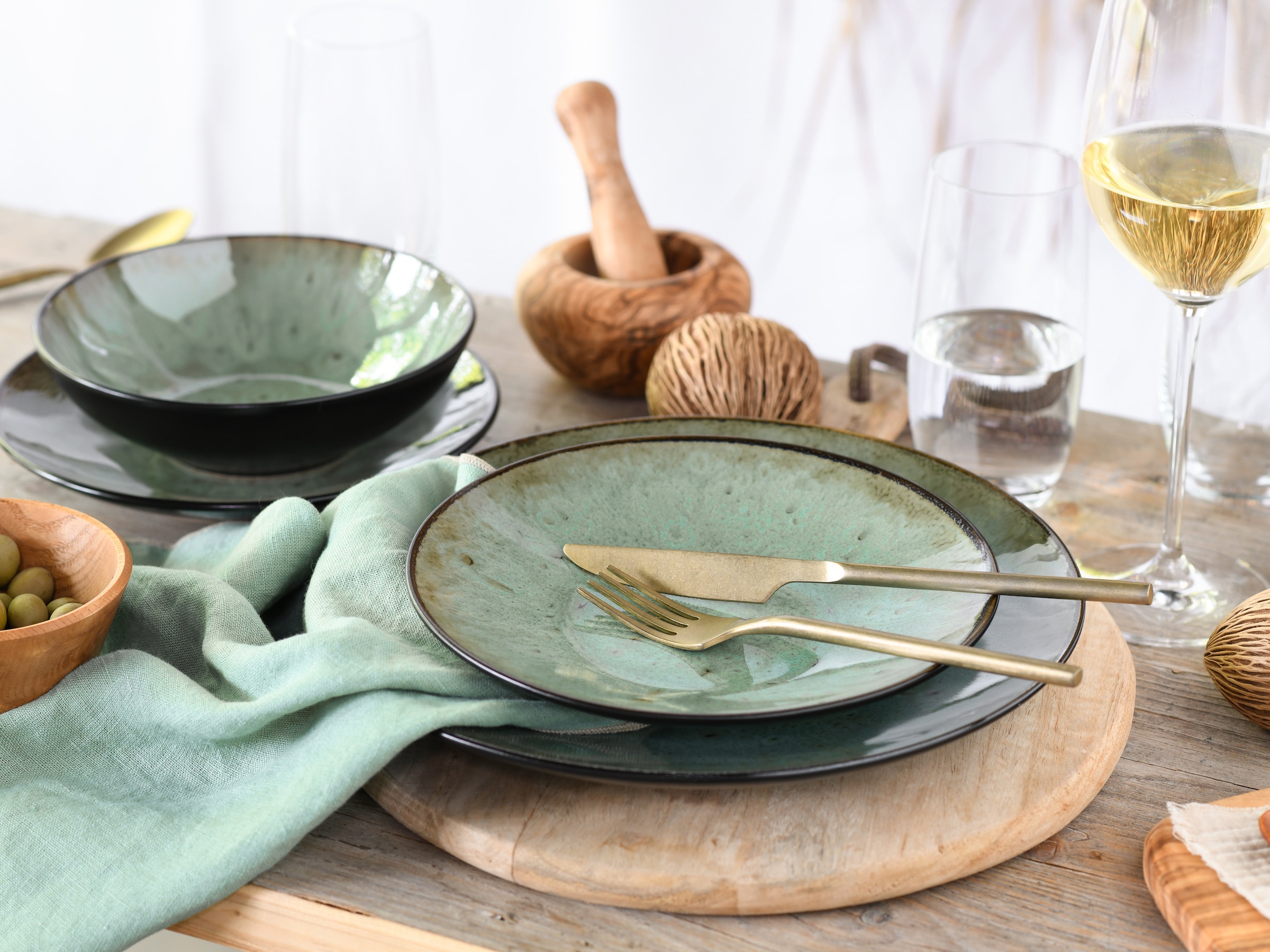 CreaTable Teller-Set »Jawa, Tellerset 18-tlg«, (Set, 18 tlg.), Reaktivglasur