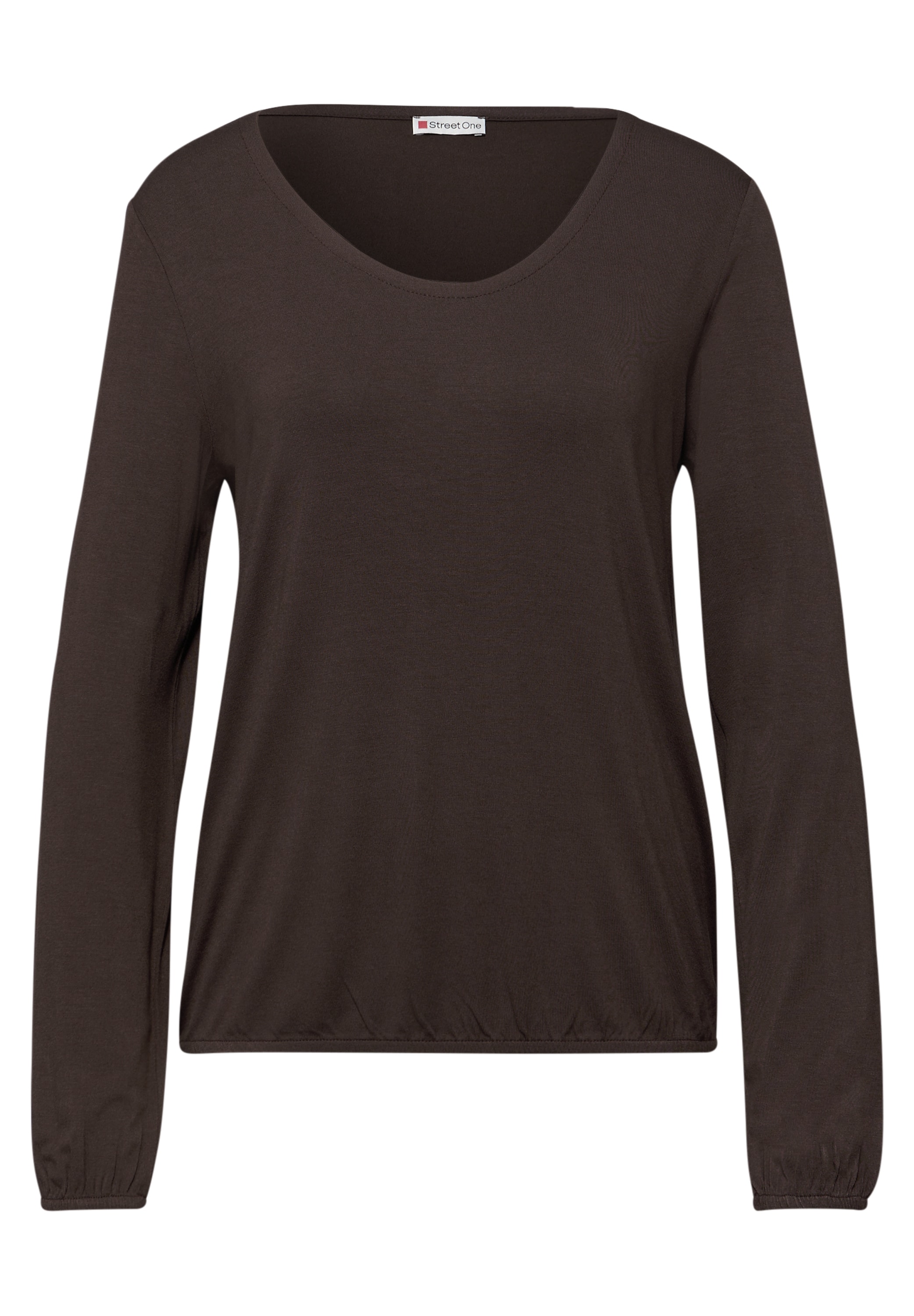STREET ONE Langarmshirt mit abgerundetem V-Ausschnitt
