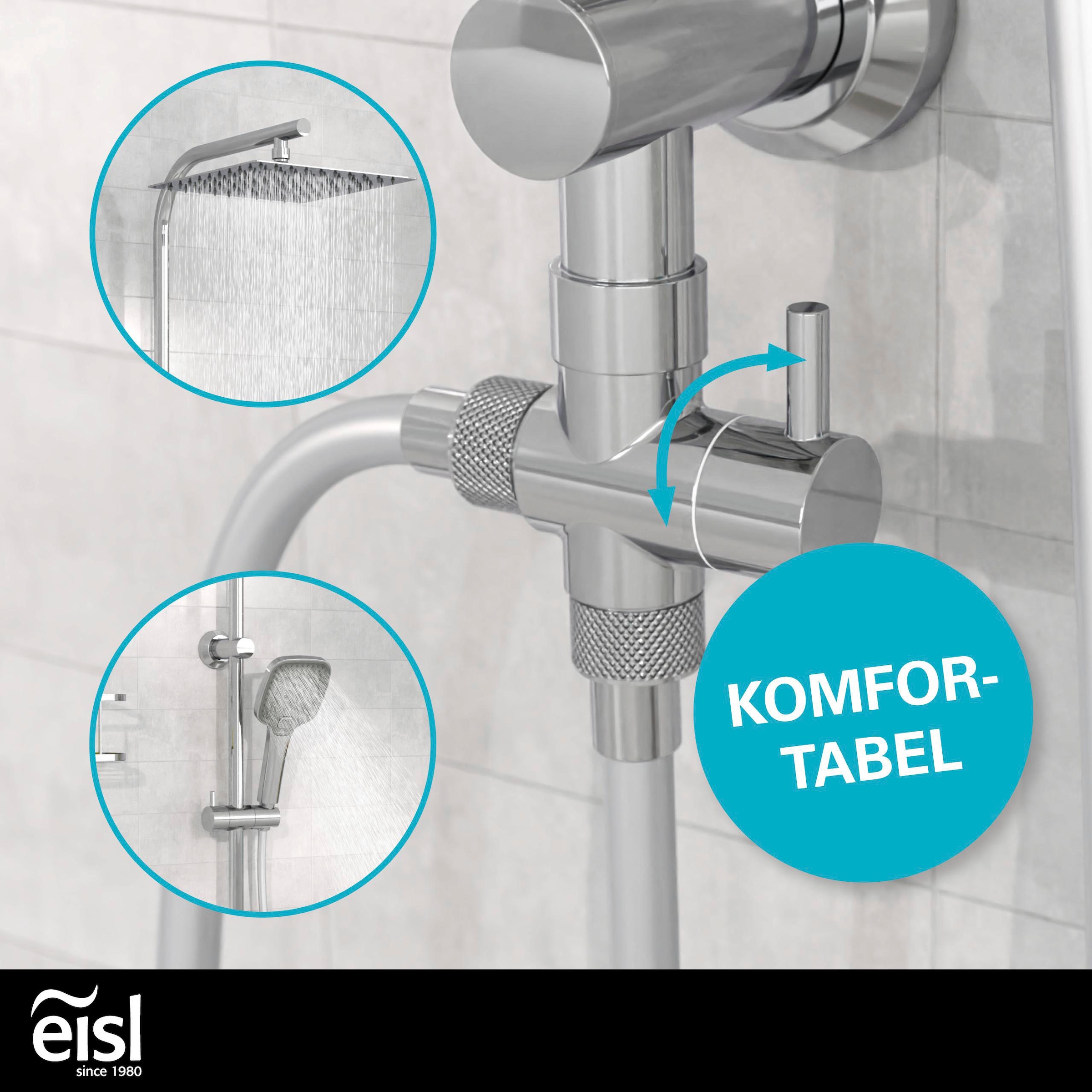 Eisl Brausegarnitur »EASY DELUXE«, Regendusche, Antikalk, höhenverstellbar, inkl. Duschabzieher