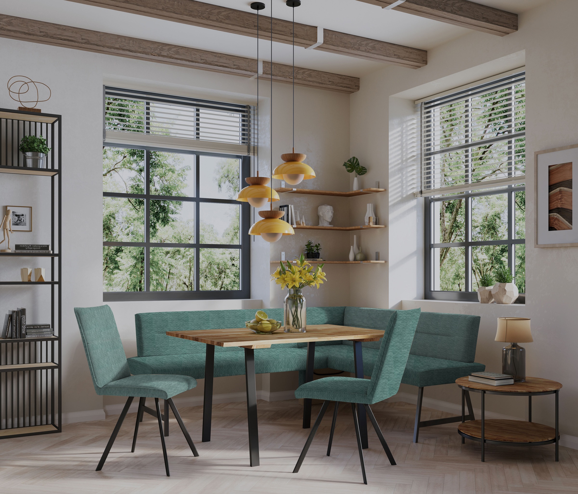 Home affaire Eckbankgruppe "Sava" Set, 4 Stk. tlg. Eckbank mit Wellenfederu günstig online kaufen