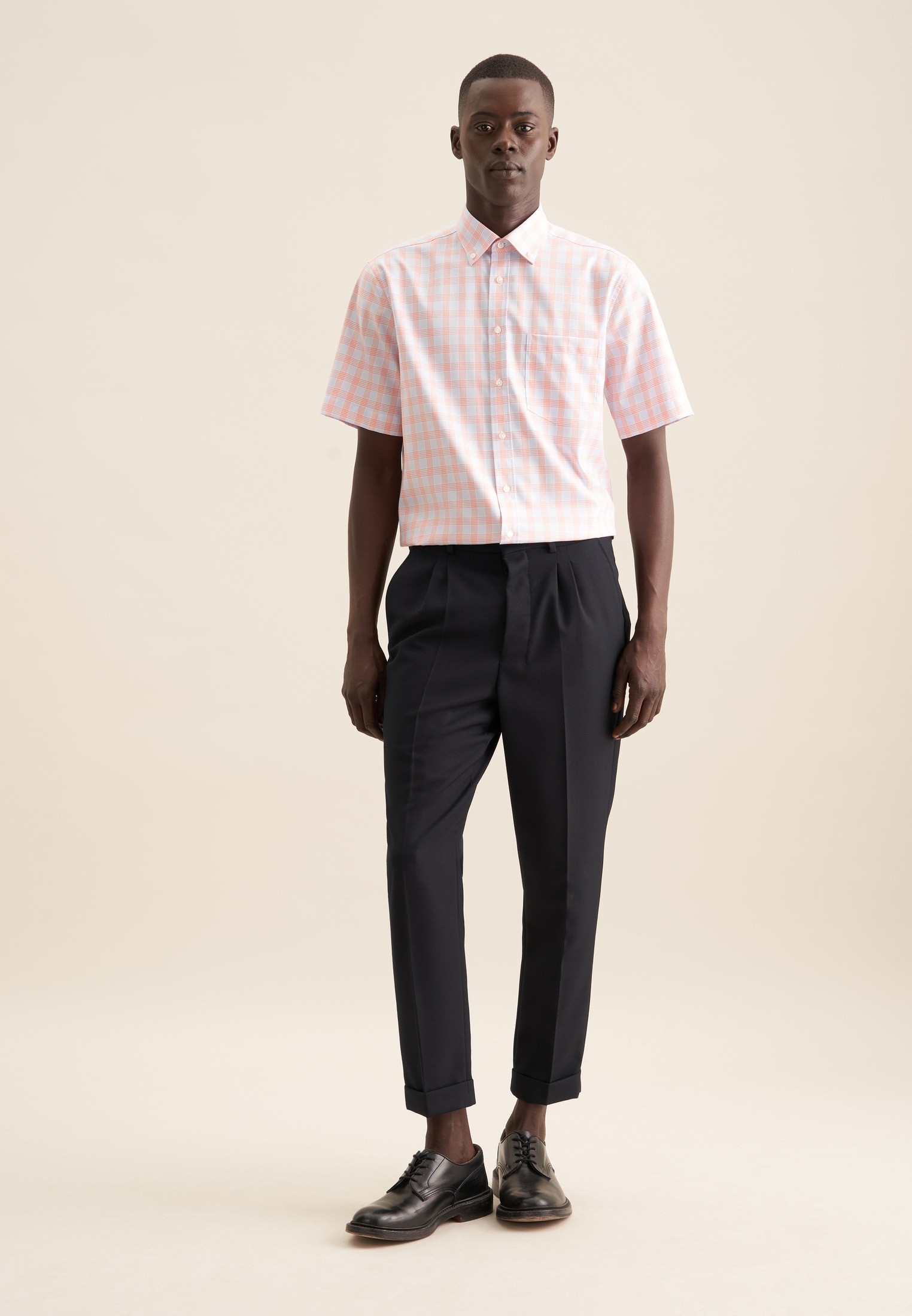 seidensticker Businesshemd »Regular«, Regular Kurzarm Button-Down-Kragen Karo