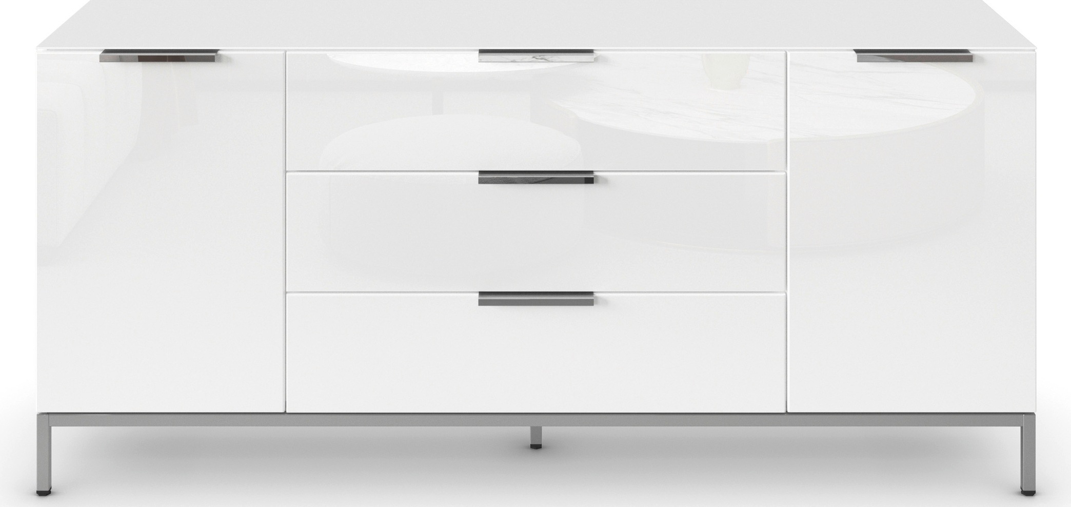 rauch Kombikommode »Kommode Türkommode Sideboard Kombikommode FLIPP mit Glasfront«, (Breite 160 cm mit 2 Einlegeböden), 2-türig, 3 Schubladen, Soft-Close-Funktion, Oberboden und Front Glas