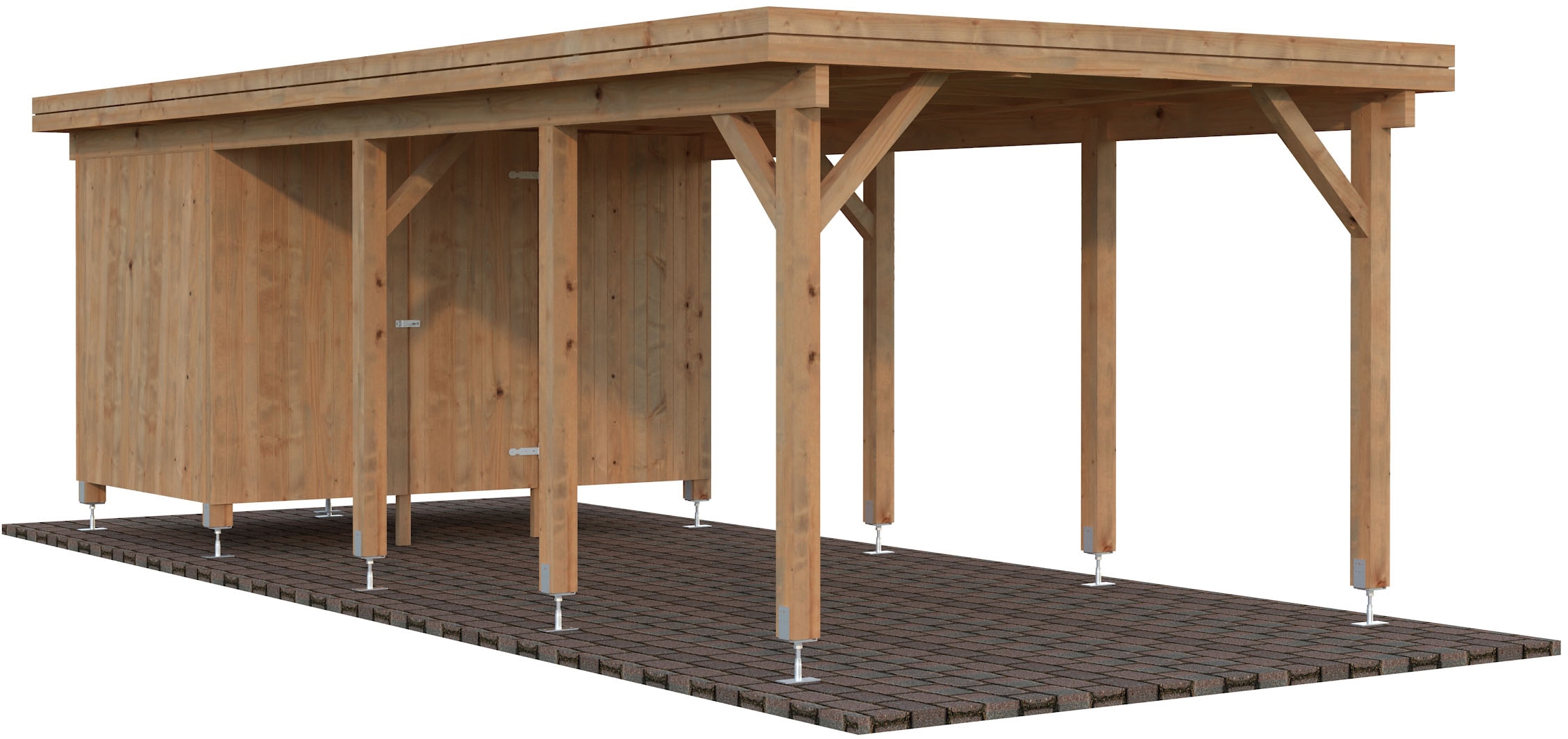 Palmako Einzelcarport "Karl mit Geräteraum" Massivholz 291 cm braun