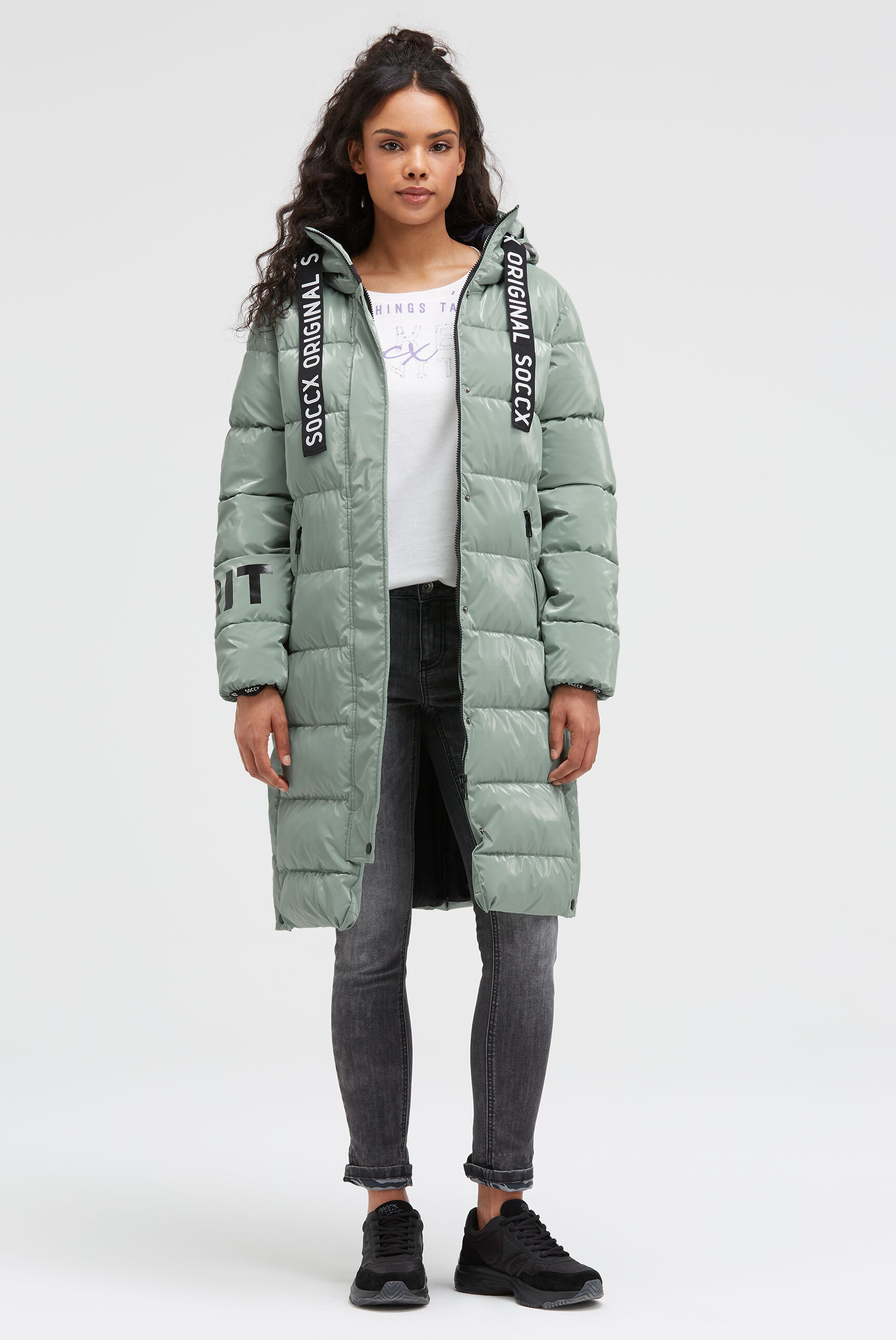 SOCCX Parka mit Kapuze mit Reißverschluss an den Einschubtaschen