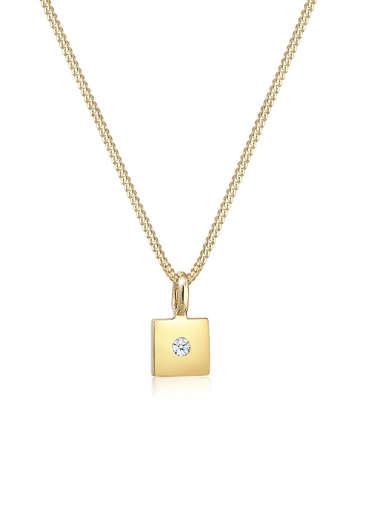 Elli DIAMONDS Collierkettchen »Viereck Anhänger Diamant (0.015 ct) 585er Gelbgold«