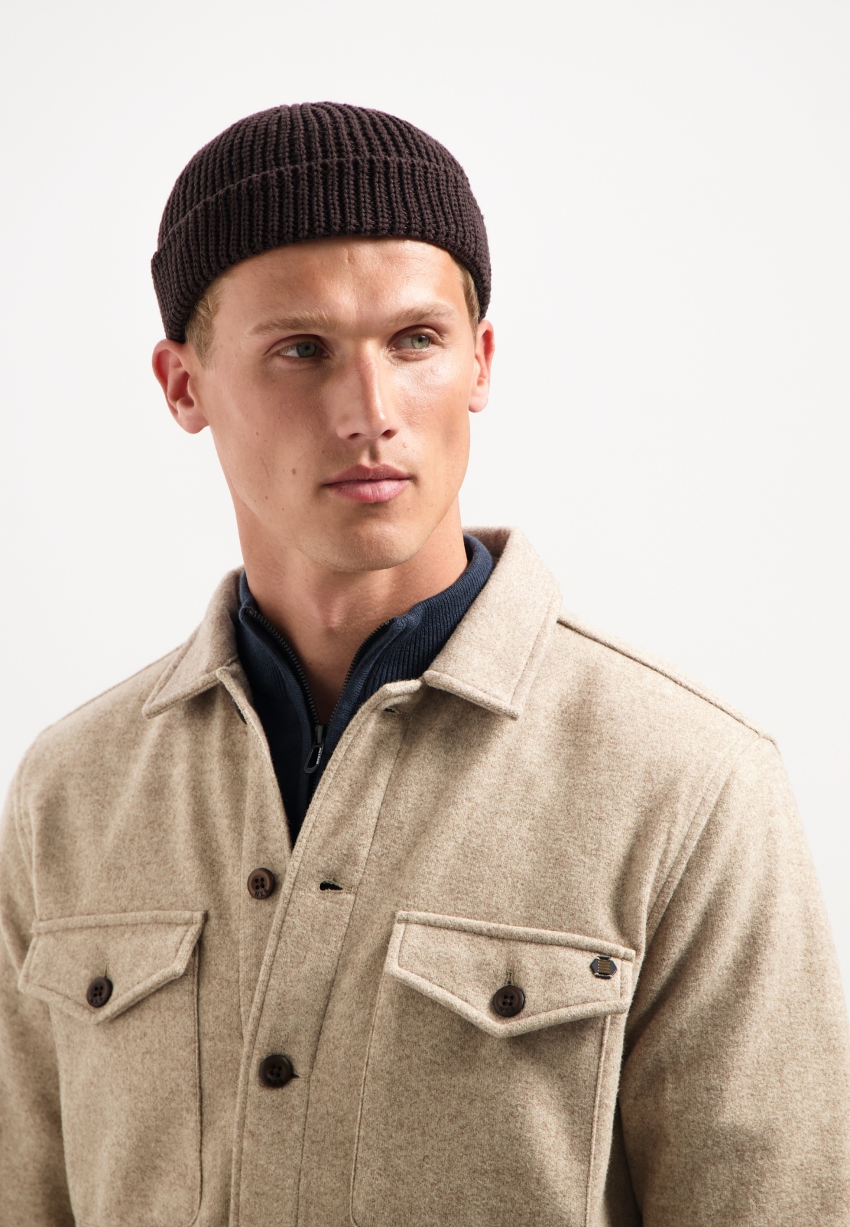 NO EXCESS Langarmhemd »No Excess Meliertes Overshirt«