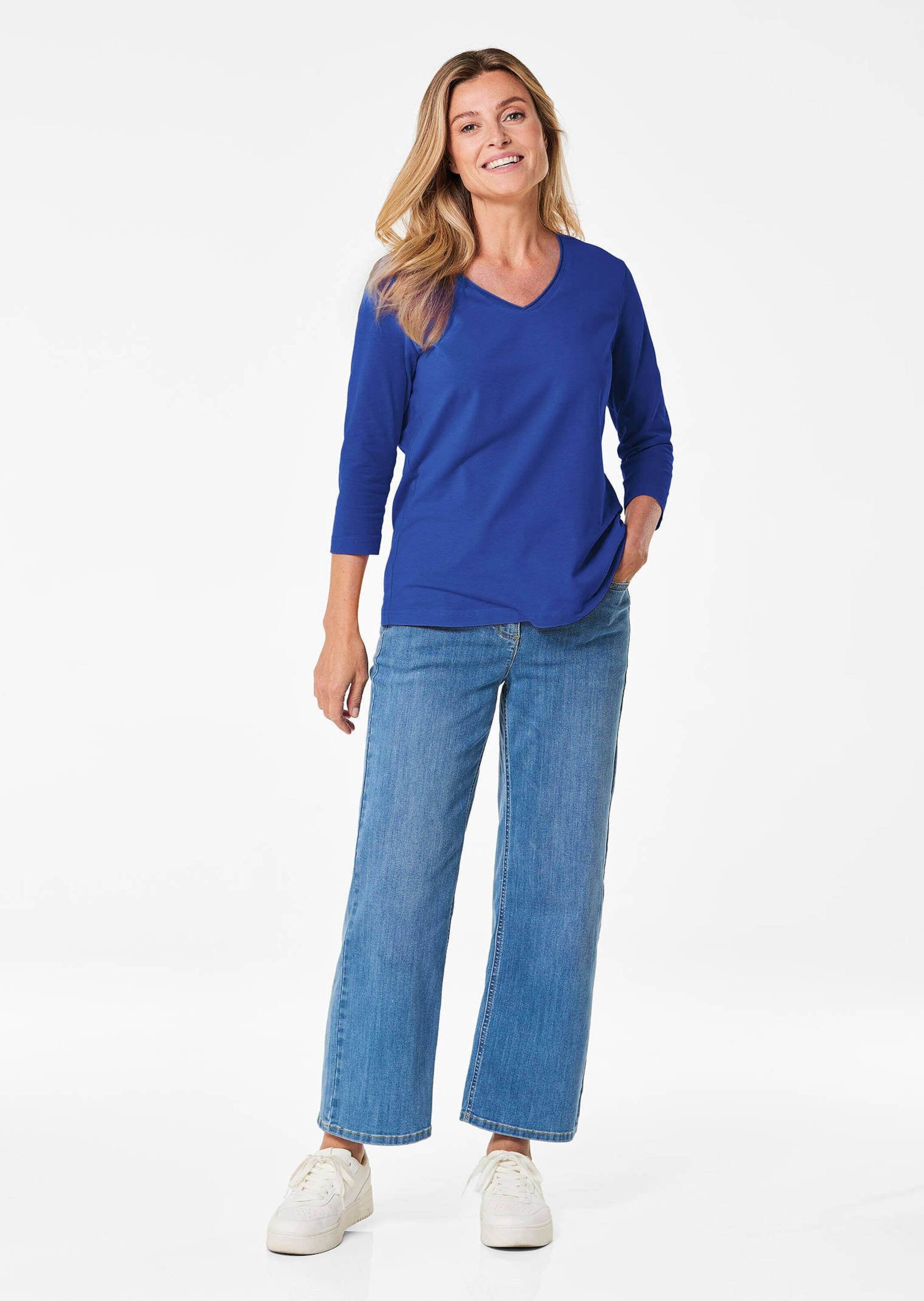 GOLDNER 3/4-Arm-Shirt »Shirt mit V-Ausschnitt«