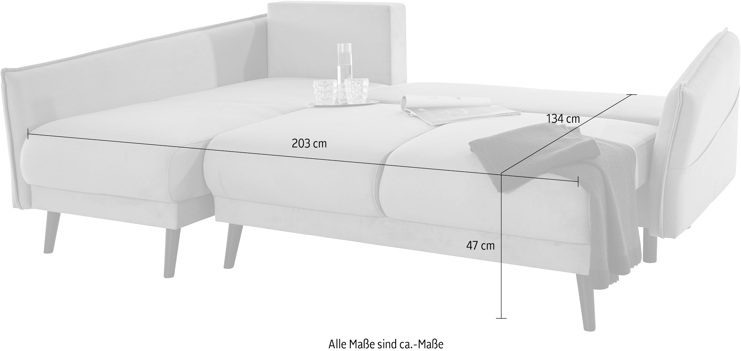 Home affaire Ecksofa »Granbo L-Form«, incl. Bettfunktion und Bettkasten, Federkern-Polsterung, Seitentasche