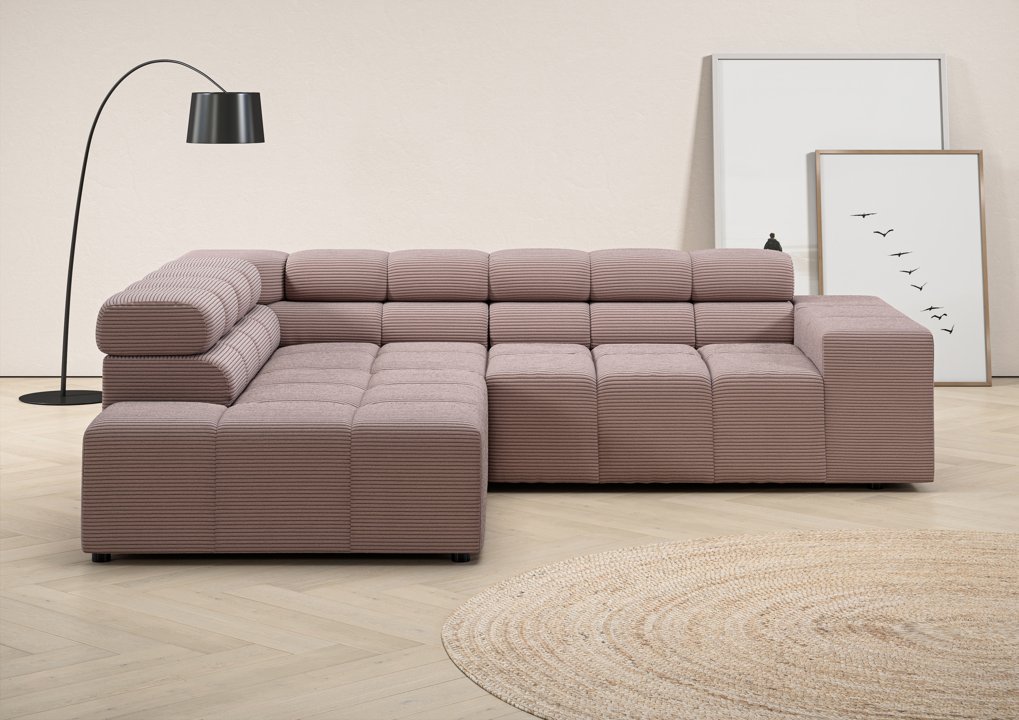 Home affaire Ecksofa "Ancona, Ecksofa, incl. Kopfteilverstellung, Breite 249 cm, L-Form" wahlweise motorische Sitztiefenverstellung, B/T(H: 249/215/70 cm
