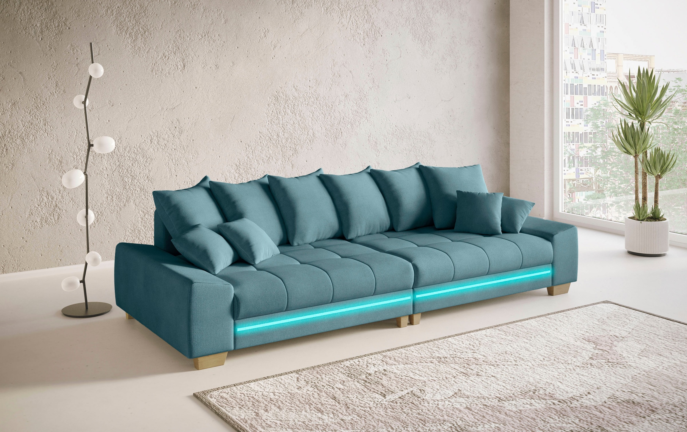 Mr. Couch Big-Sofa »Nikita II«, mit RGB-LED Beleuchtung, wahlweise mit Kaltschaum