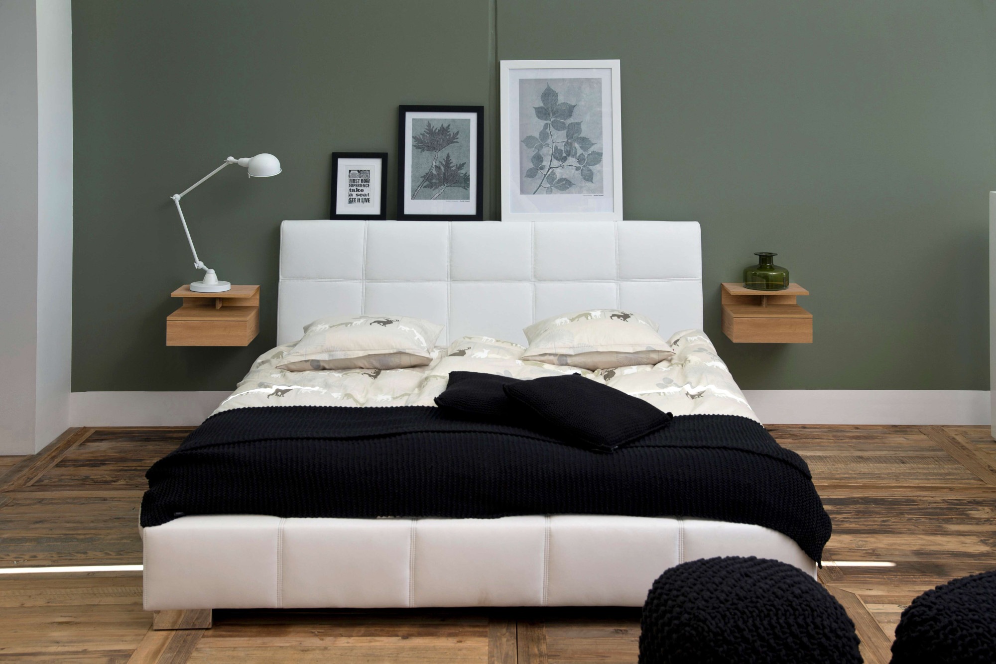 ACTONA GROUP Nachttisch »Ashlan Nachtkommode« Nachtschrank, wandmontiert, 1 Schublade, 1 Fachboden, Metallschienen