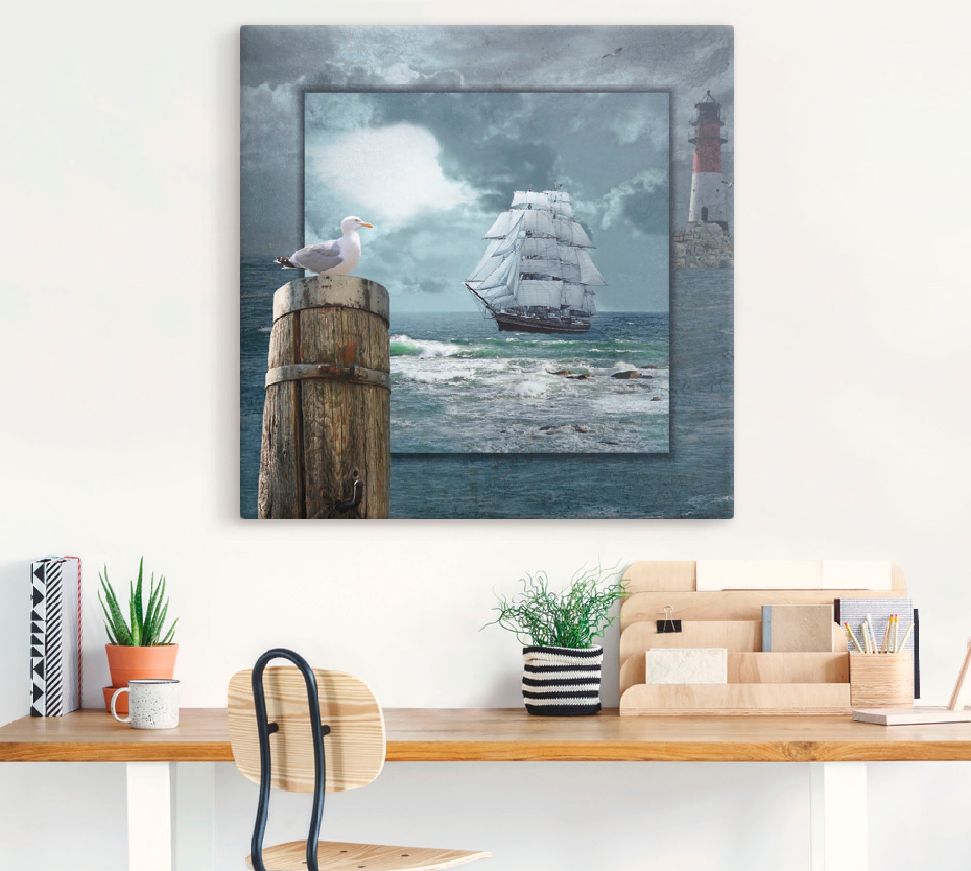 Artland Wandbild "Maritime Collage mit Segelschiff" Boote & Schiffe 1 Stk. günstig online kaufen