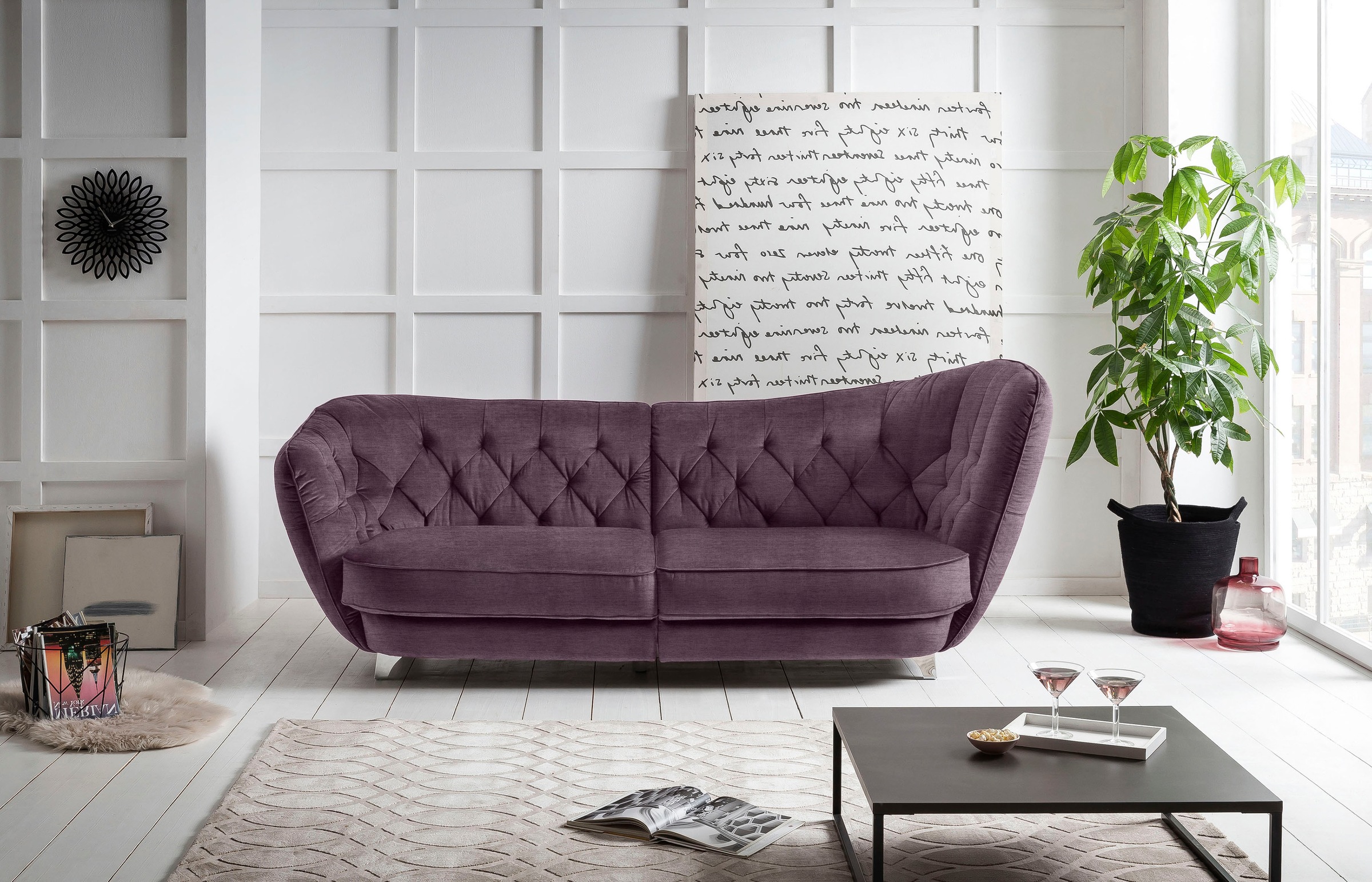 Leonique Big-Sofa »Retro«, stylischer Hochlehner