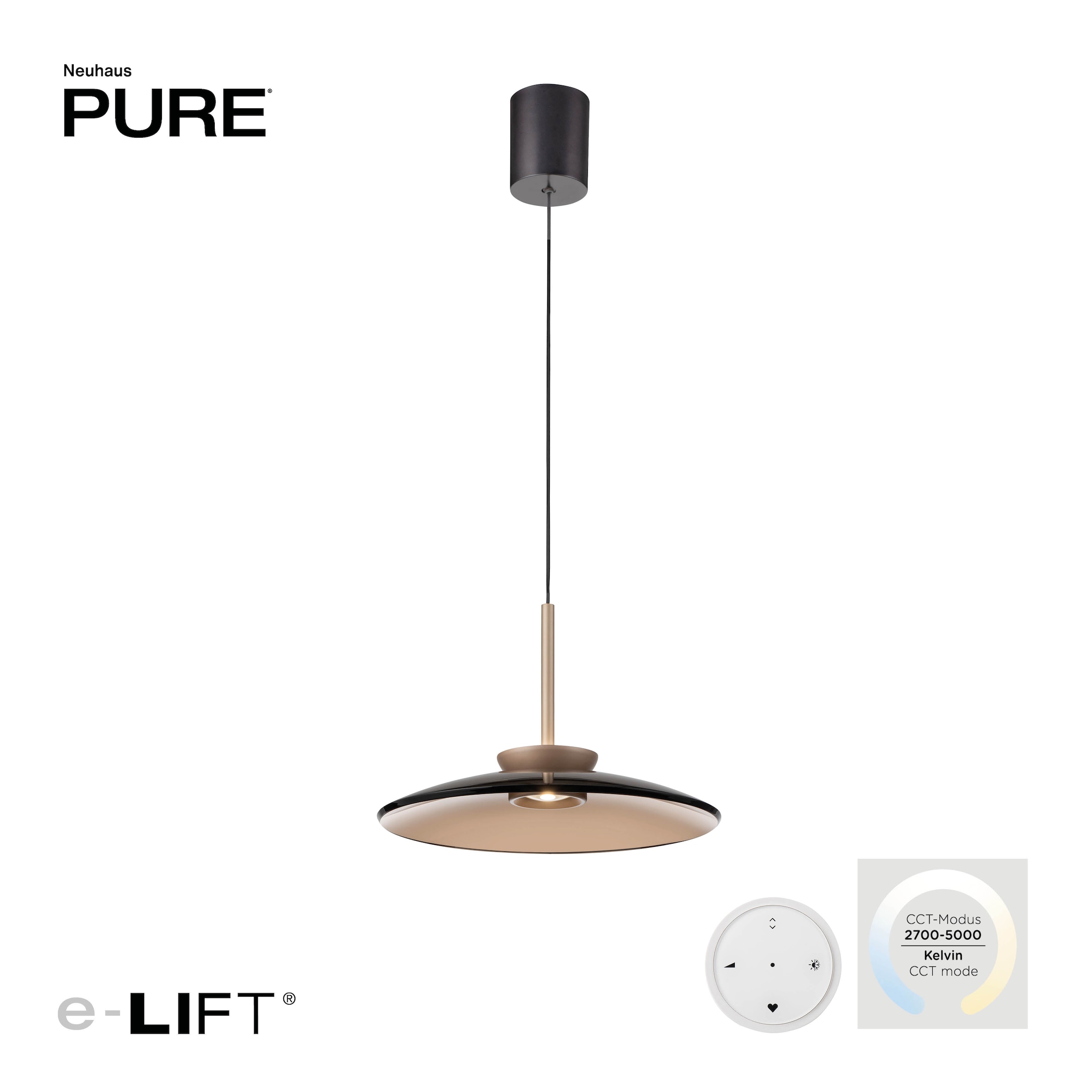 Neuhaus PURE LED Pendelleuchte »PURE E-Moon« LED-Board 1 Stk. warmweiß - kaltweiß e-LIFT® Funktion, CCT, dimmbar über Fernbedienung
