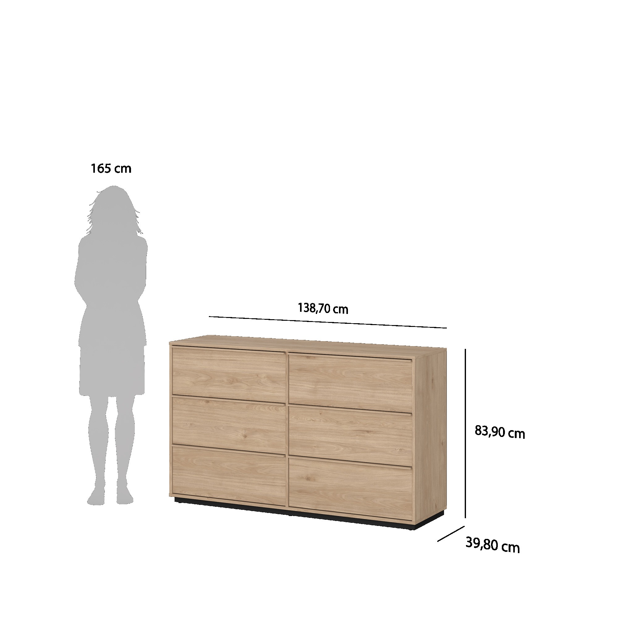 INOSIGN Kommode »Kommode mit 6 Schubladen – Eiche-Optik« 6 geräumige Schubladen für viel Stauraum