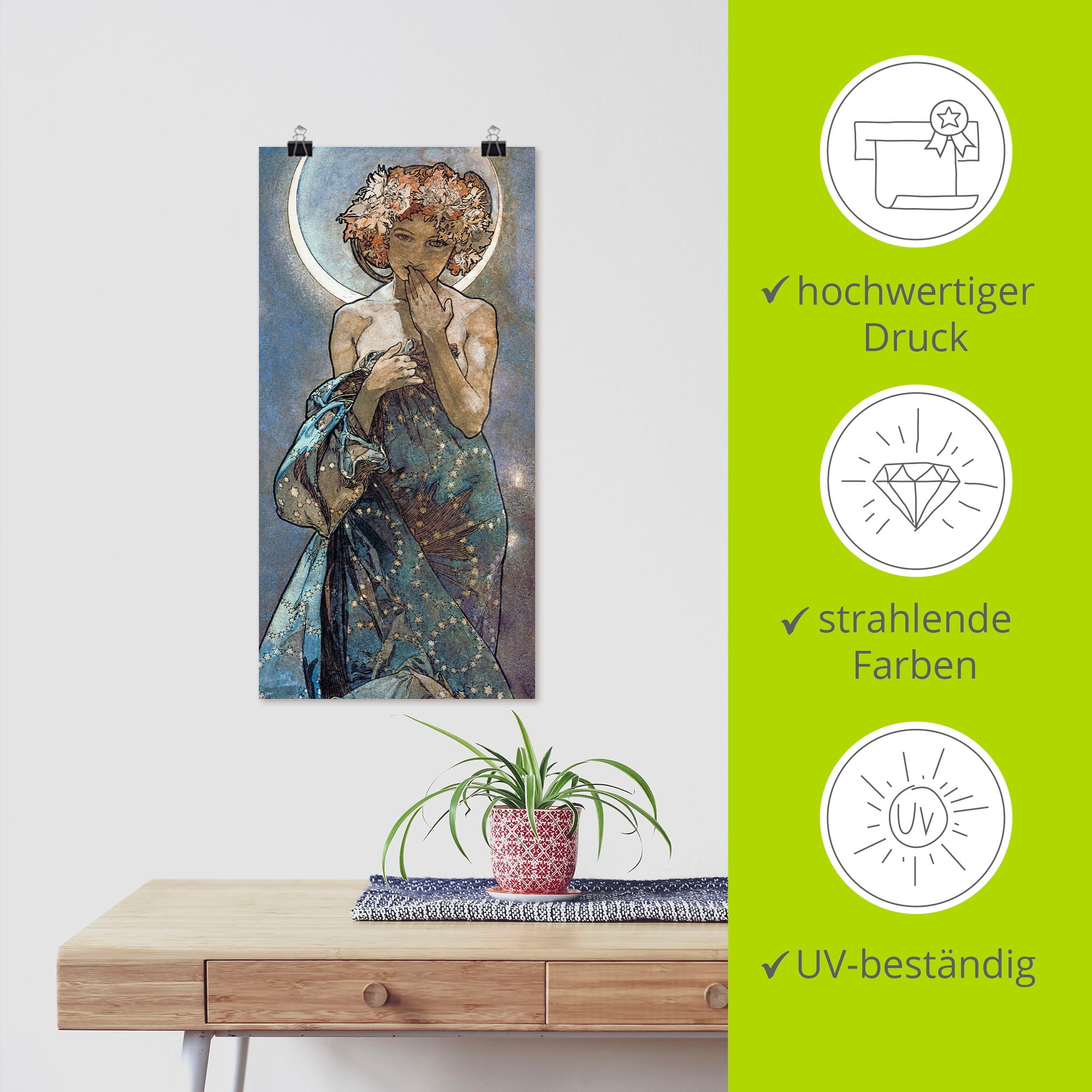 Artland Wandbild »Sterne Der Mond 1902«, Frau, (1 St.), als Alubild, Outdoorbild, Leinwandbild, Poster, Wandaufkleber