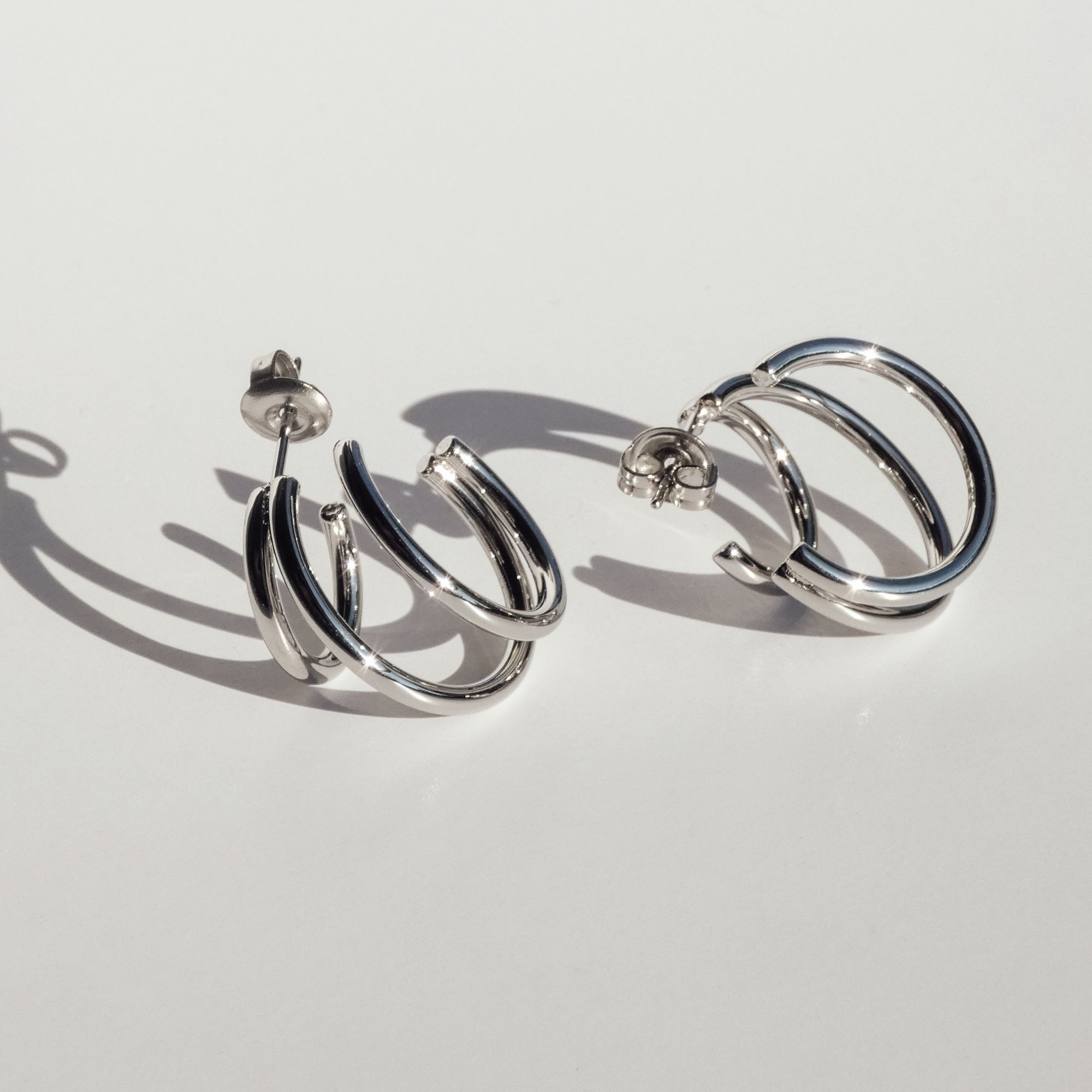 Echtzeit Paar Creolen »Schmuck Geschenk Edelstahl Ohrringe Modern Lines«