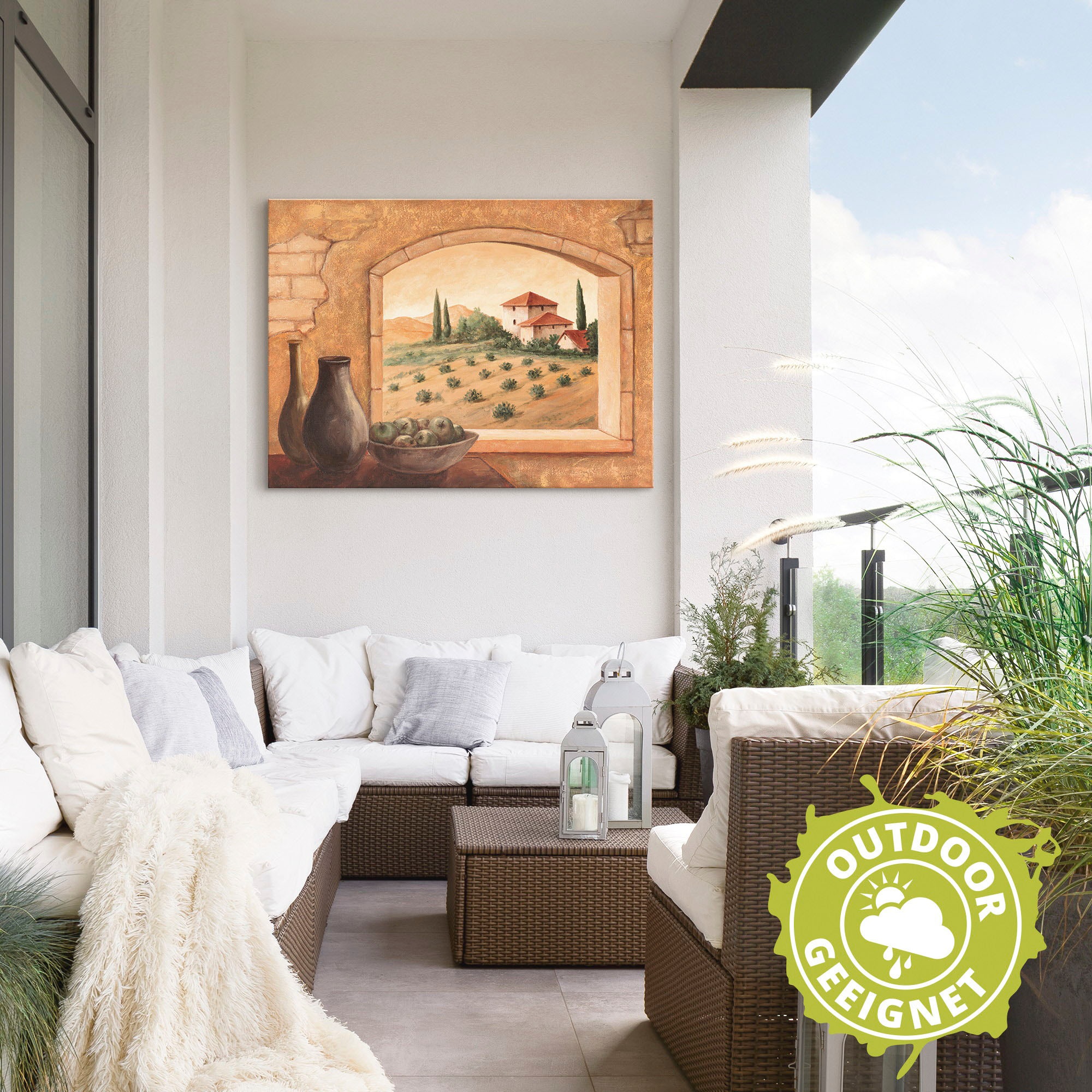 Artland Wandbild »Toskana«, Fensterblick, (1 St.), als Alubild, Outdoorbild, Leinwandbild, Poster in verschied. Größen