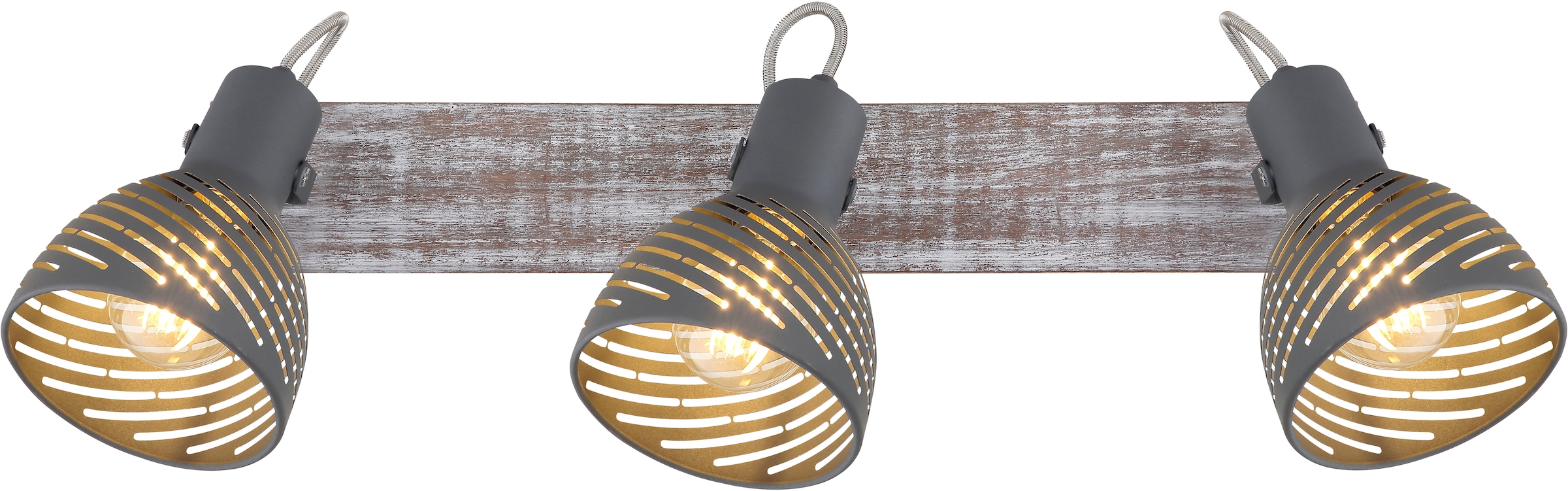 GLOBO LIGHTING Deckenspot »MORI« E27 1 Stk. Weiß getünchter Holz-Strahler mit blauen Metall-Schirmen