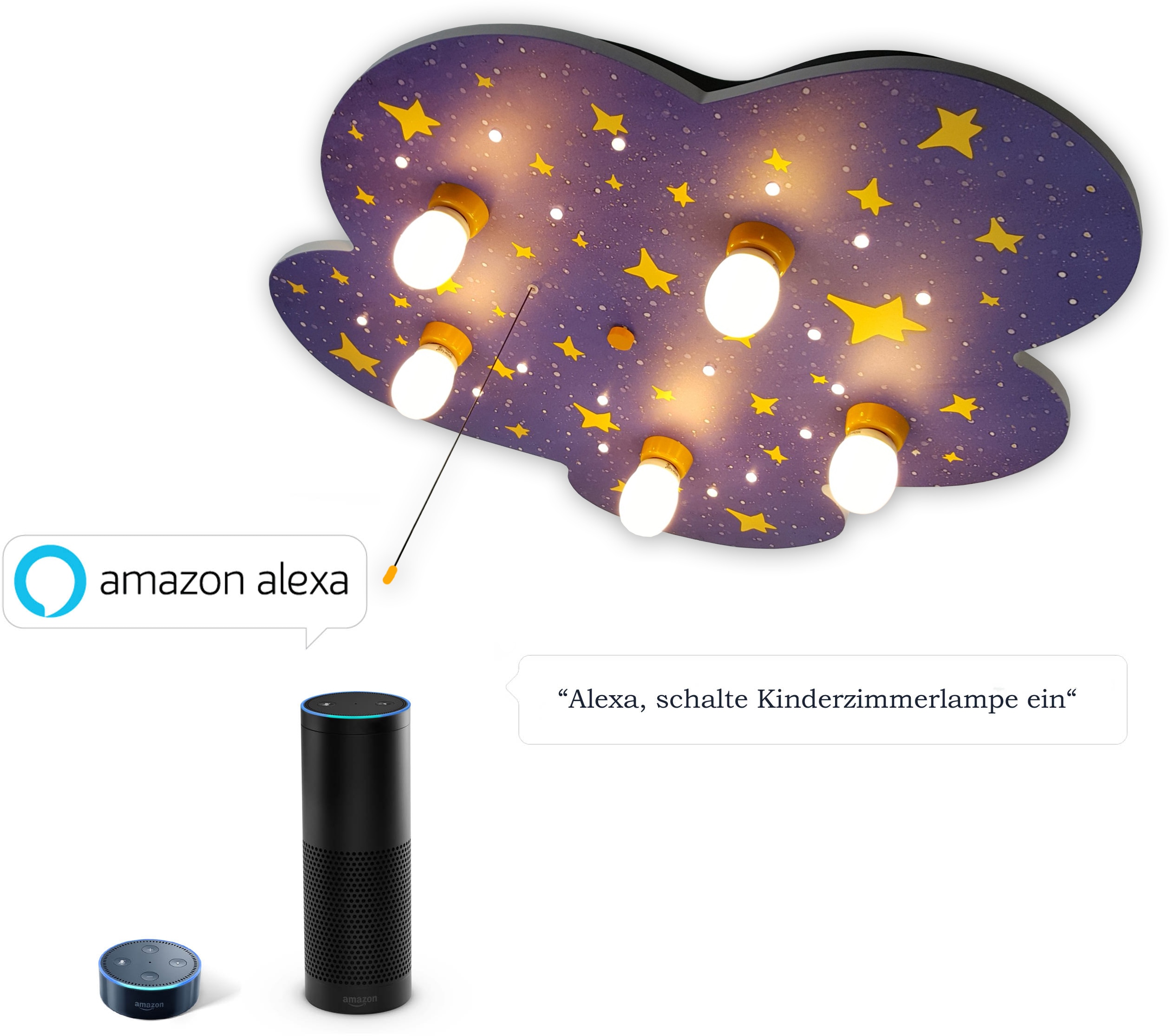 niermann Deckenleuchte Nachthimmel, E14, 1 St., Nachthimmel 'Amazon Alexa kompatibel' bunt Kinder Kinderzimmerleuchten Lampen Leuchten