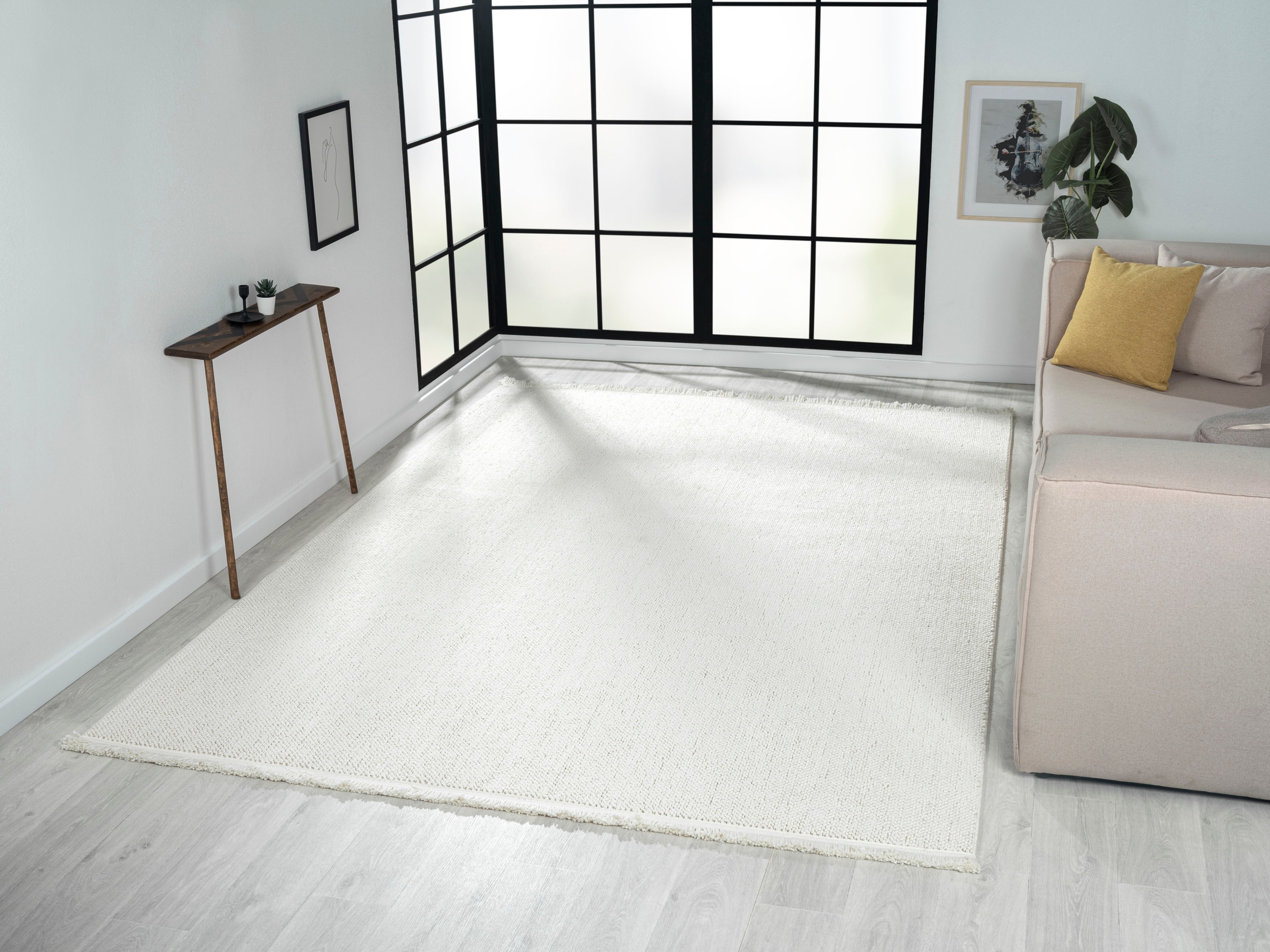 Myflair Möbel & Accessoires Teppich »Ava«, rechteckig, 7 mm Höhe, Uni Farben, meliert, Sisal-Optik, auch in rund erhältlich, mit Fransen