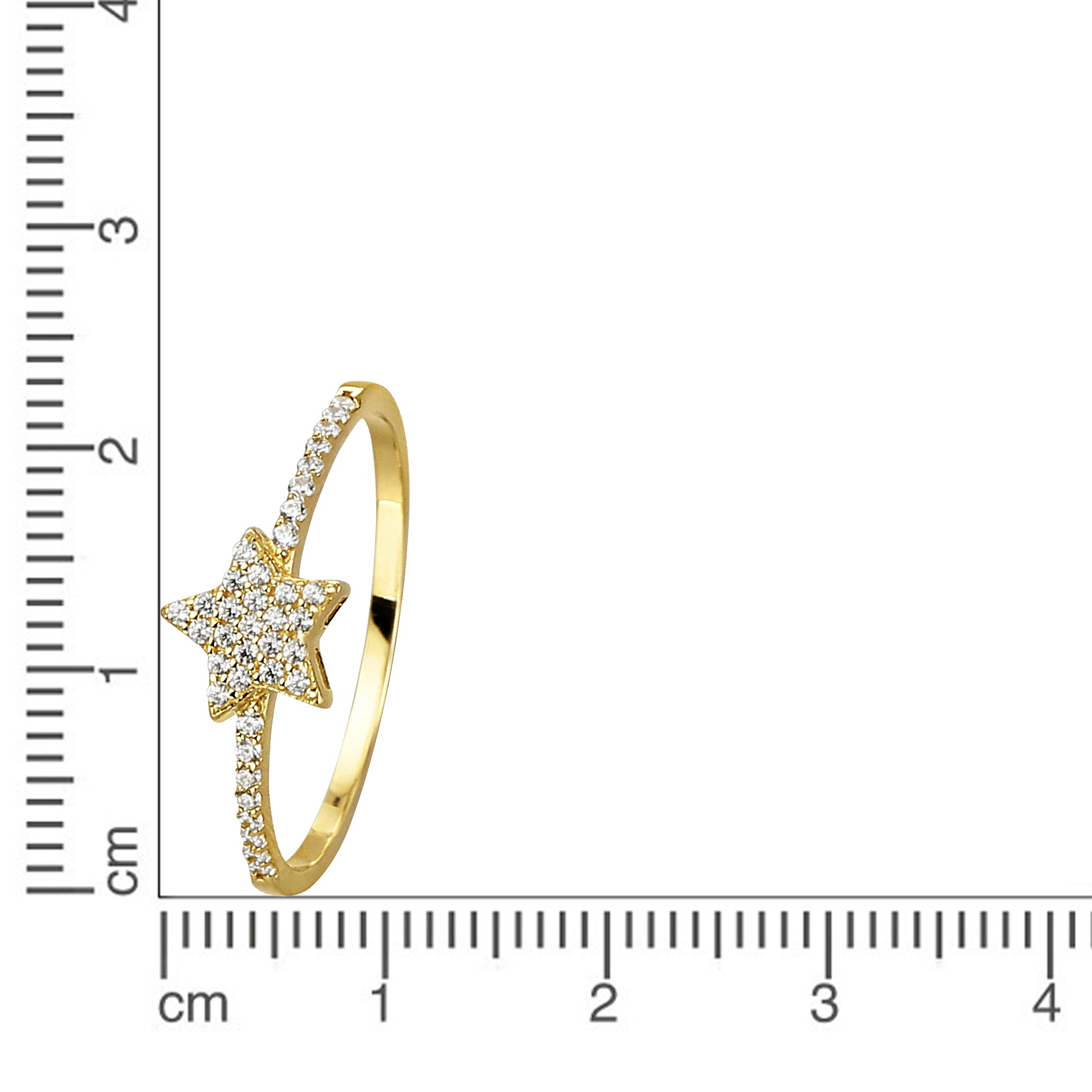 Fascination by Ellen K. Fingerring »375 Gold mit Stern-Motiv und Zirkonia weiß«