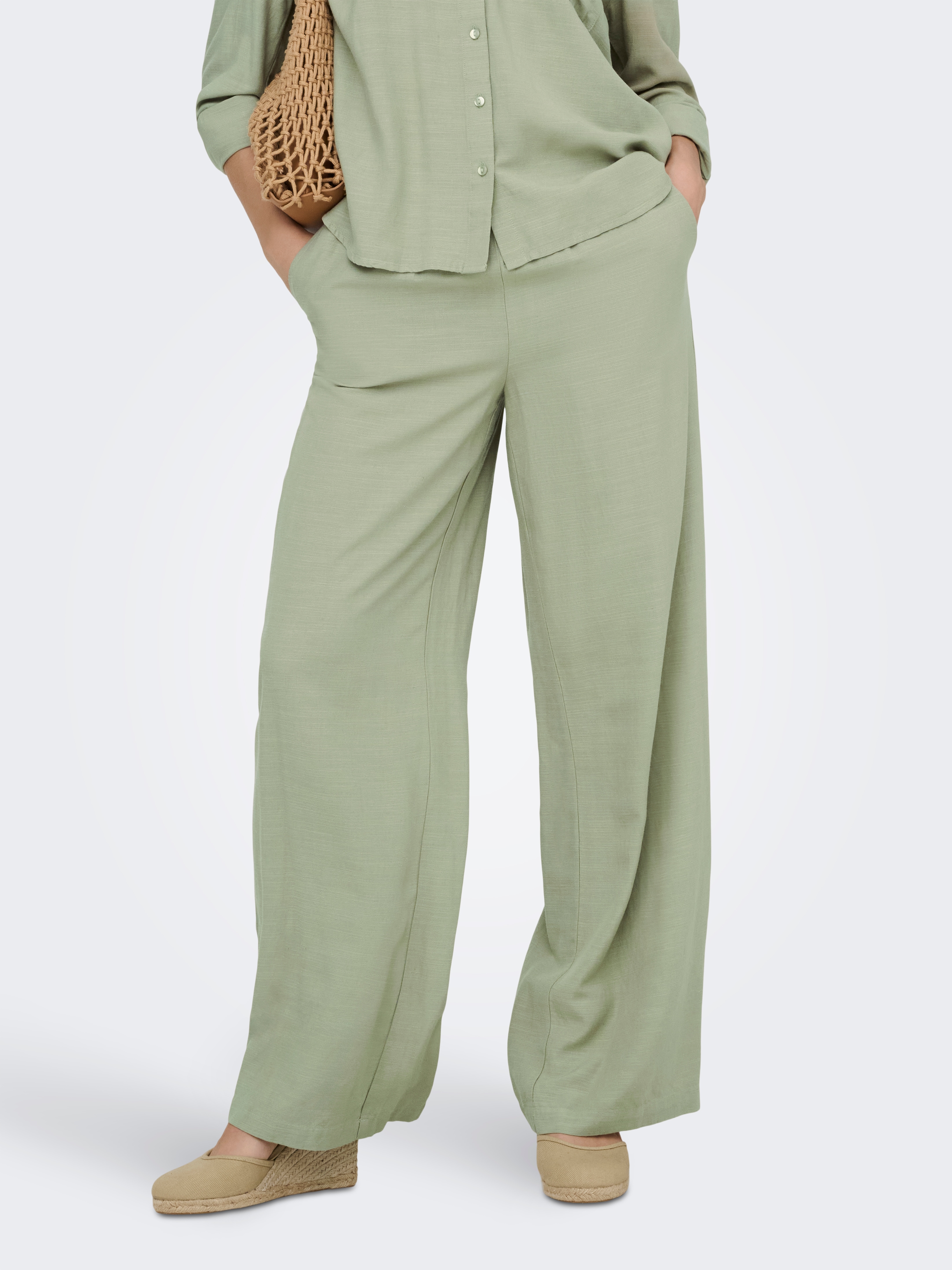 JDY Schlupfhose "JDYCAYA LINEN MW PANT WVN DIA" Sommerhose mit Leinen