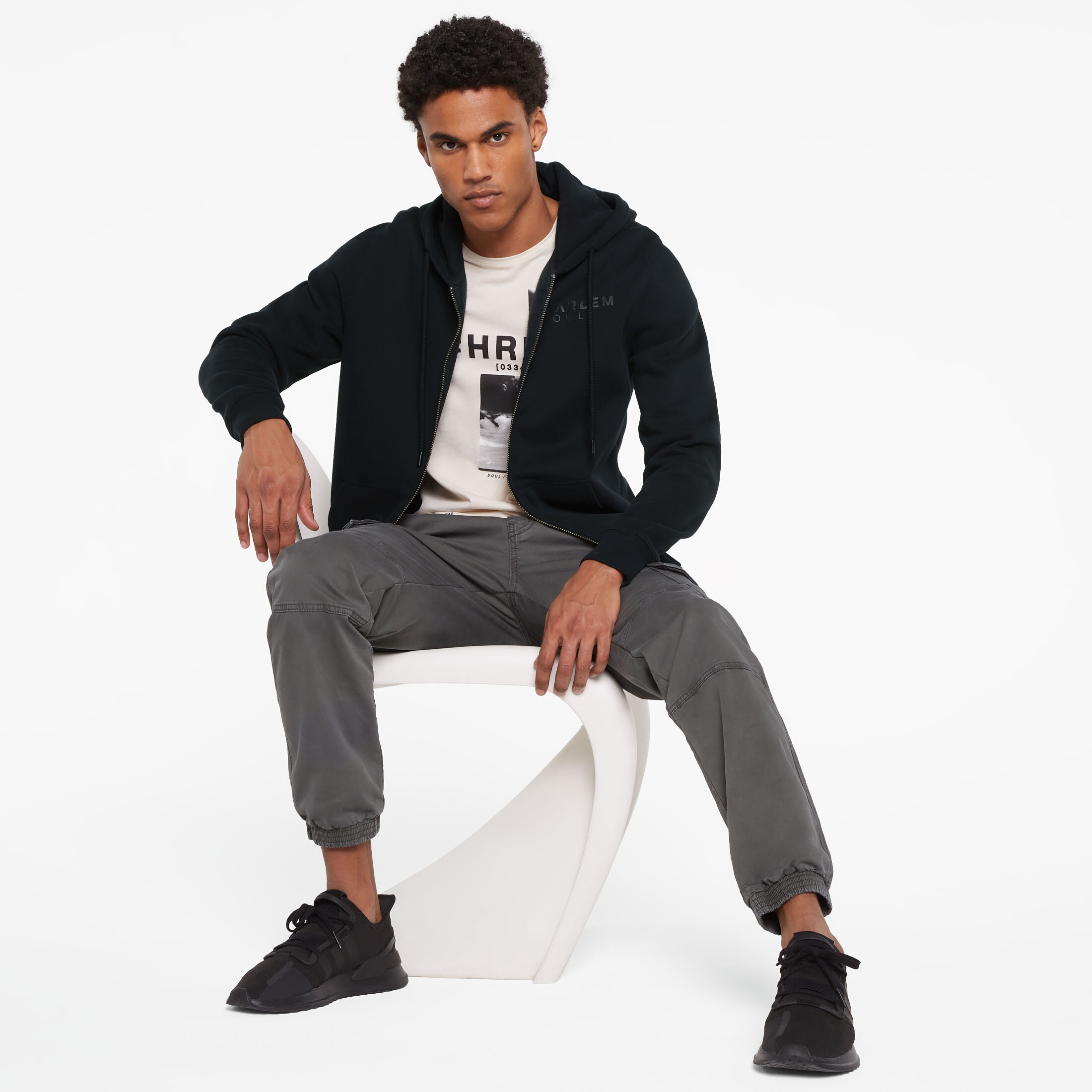 Harlem Soul Kapuzensweatjacke, mit Logo-Print