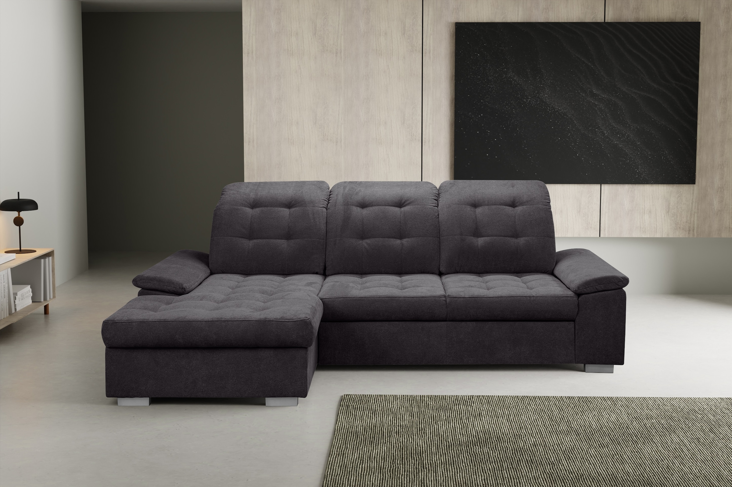 Funktionale Couch mit Schlaffunktion und Staufach top