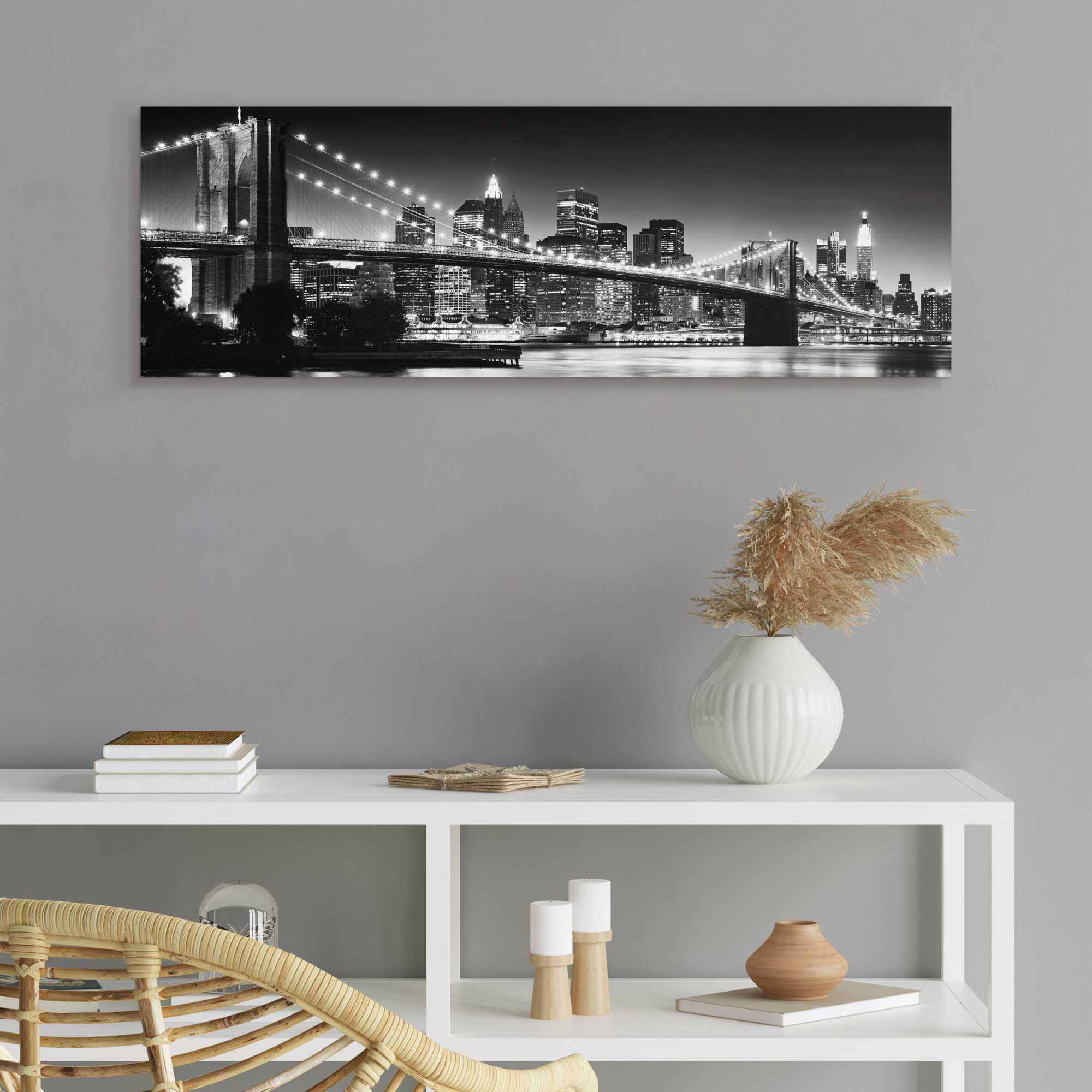 Bild »New York - Brooklyn Bridge black &«, 90/30 cm