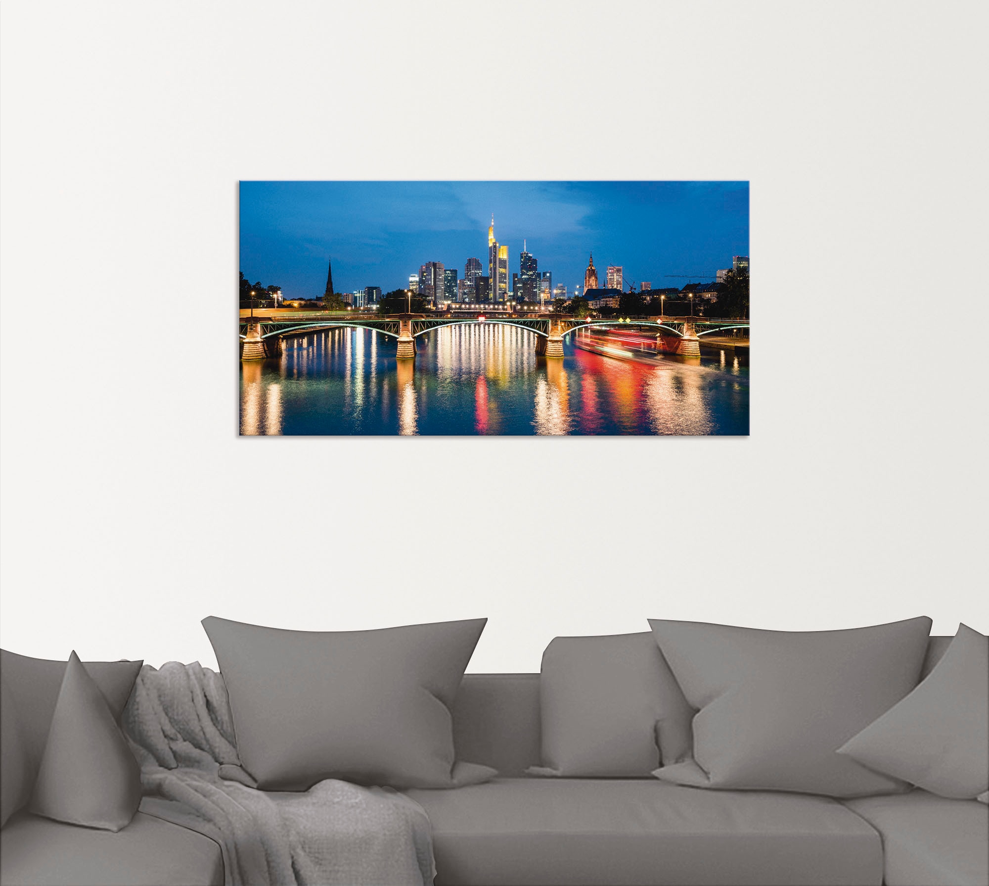 Artland Wandbild »Frankfurt am Main zur Nacht«, Deutschland, (1 St.), als Alubild, Leinwandbild, Wandaufkleber oder Poster in versch. Größen