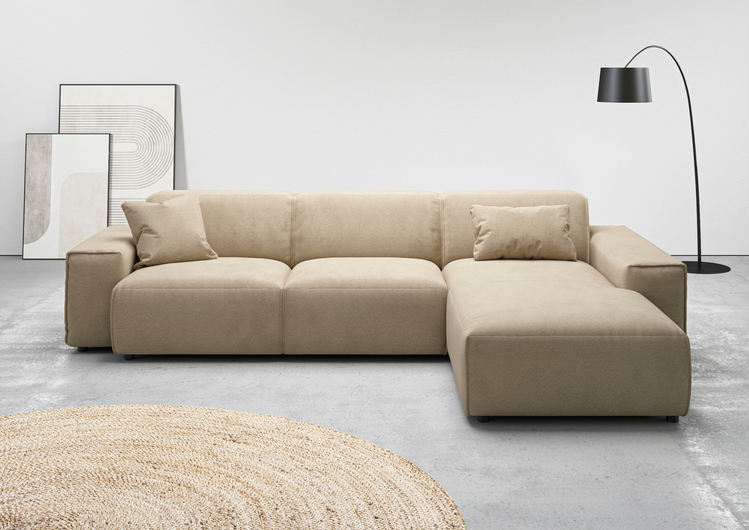 Home affaire Ecksofa "Glimminge auch in Breitcord, Feincord, Bouclé + Easy care-Bezug" L-Form, Breite 294, Zierkissen