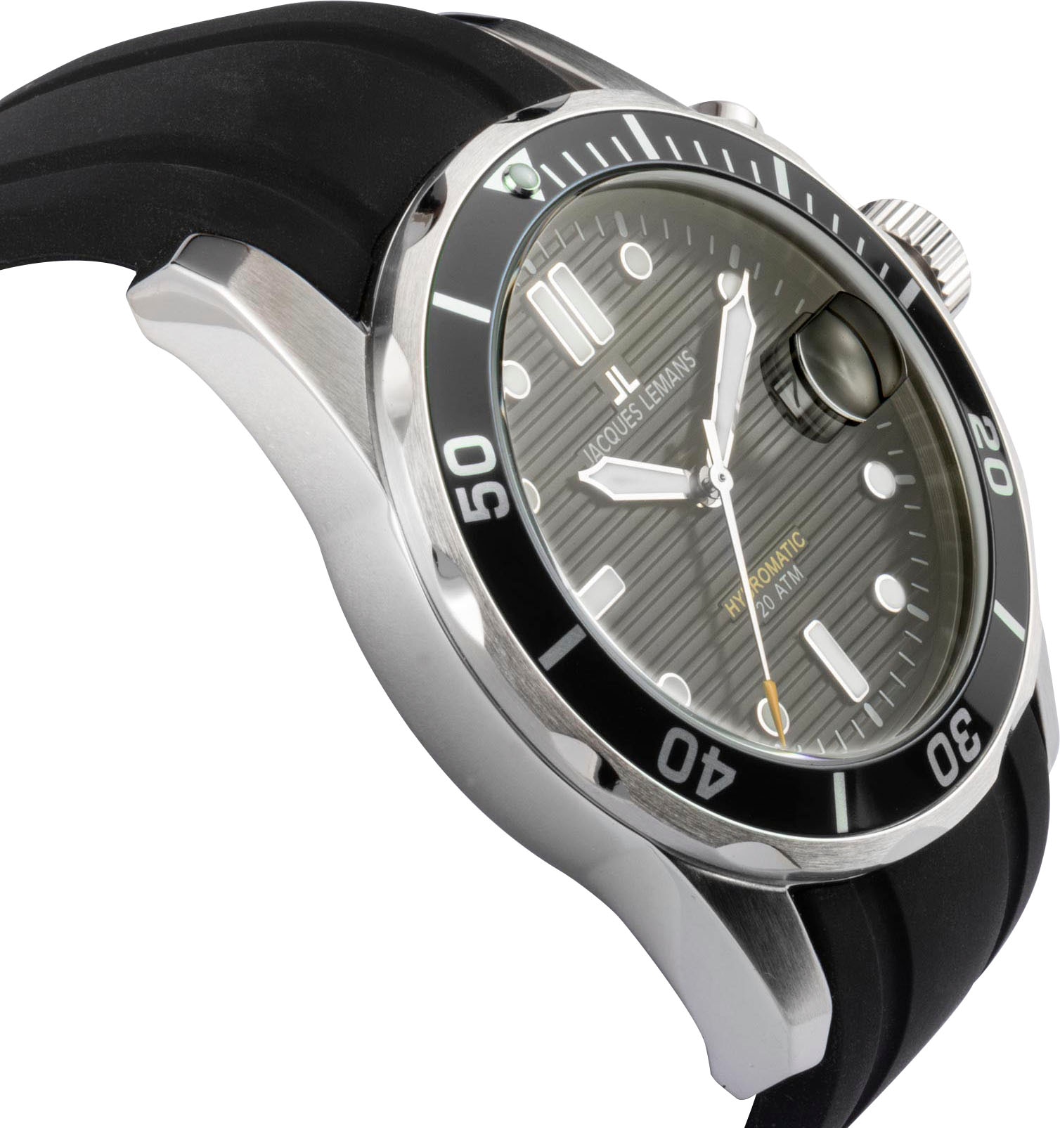 Jacques Lemans Kineticuhr »Hybromatic« Armbanduhr, Herrenuhr, Silikonarmband, analog, Tag