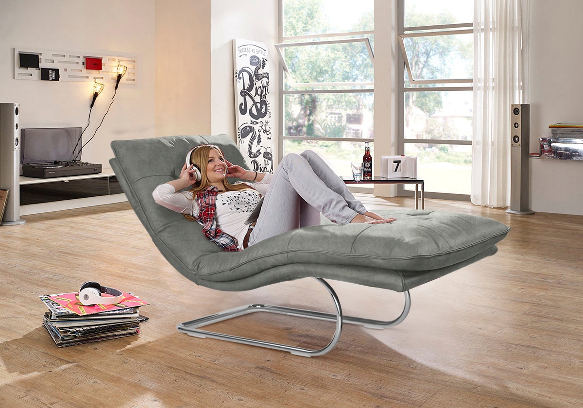 W.SCHILLIG Relaxliege "daily dreams" in Waffelkissen-Optik, wahlweise mit Motor, Freischwingergestell