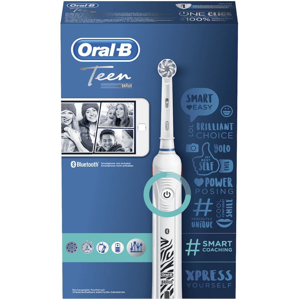 Oral-B Elektrische Zahnbürste »Teen White«, 2 St. Aufsteckbürsten