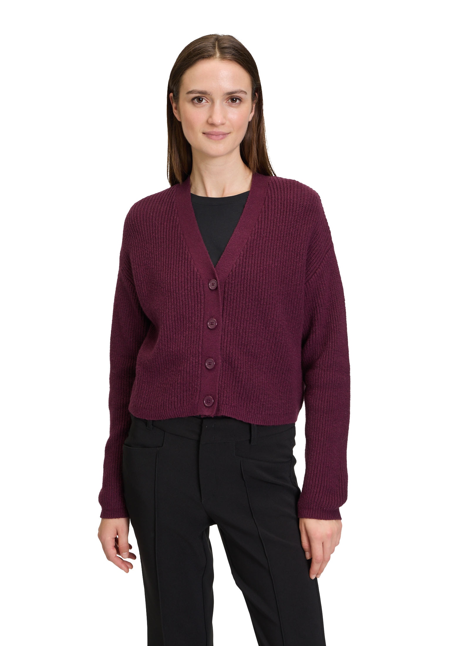 Cartoon Strickjacke "Cartoon Damen Basic-Strickjacke mit V-Ausschnitt", Str günstig online kaufen